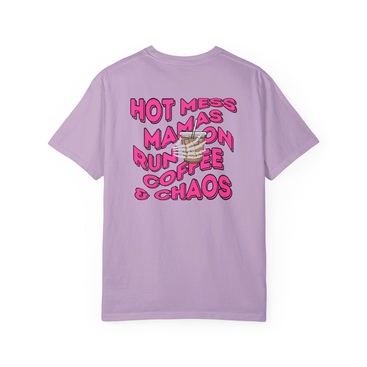 Coffee and Chaos - Unisex Garment-Dyed Faux Pocket T-Shirt