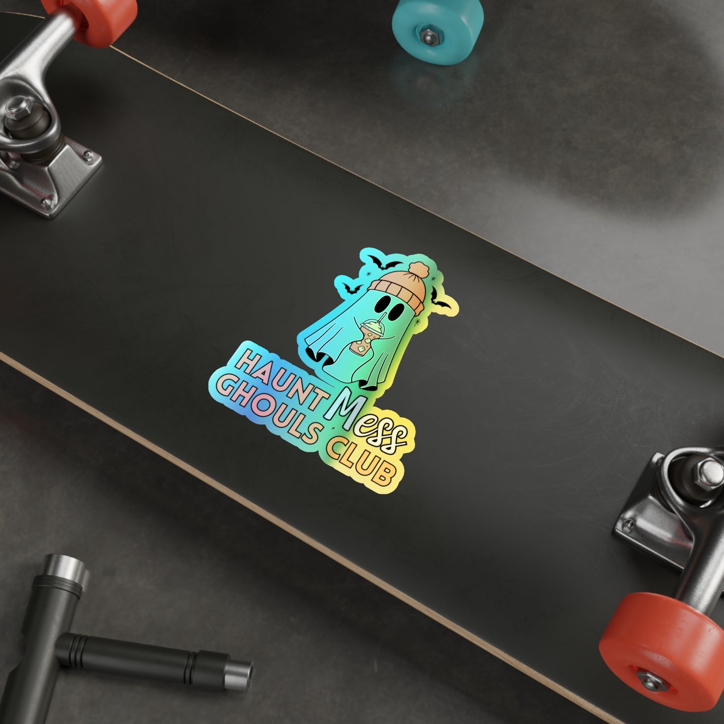 Haunt Mess Bat Ghoul - Holographic Stickers with Rainbow Effect