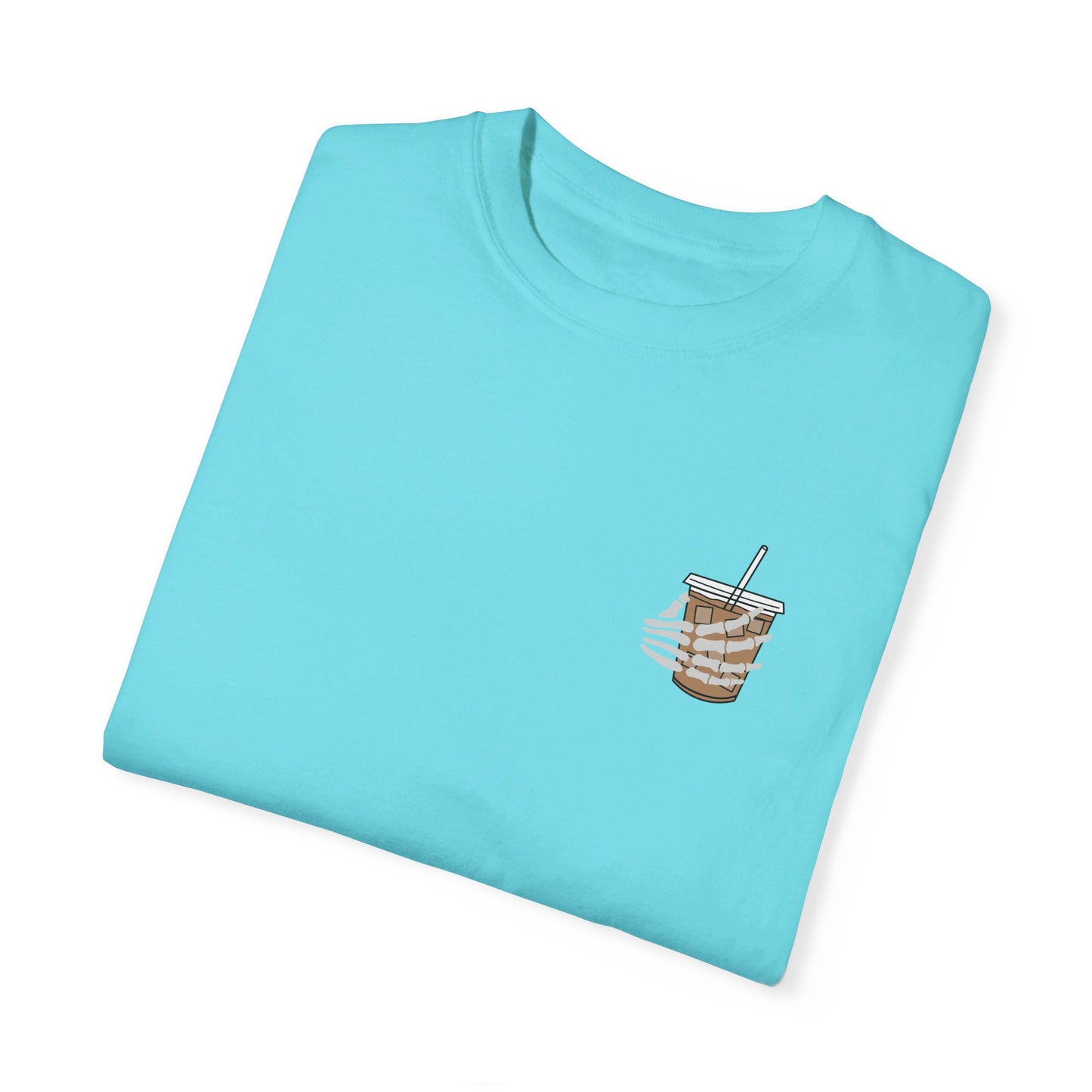 Coffee and Chaos - Unisex Garment-Dyed Faux Pocket T-Shirt