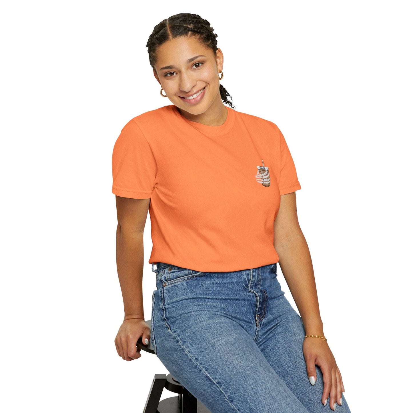 Coffee and Chaos - Unisex Garment-Dyed Faux Pocket T-Shirt