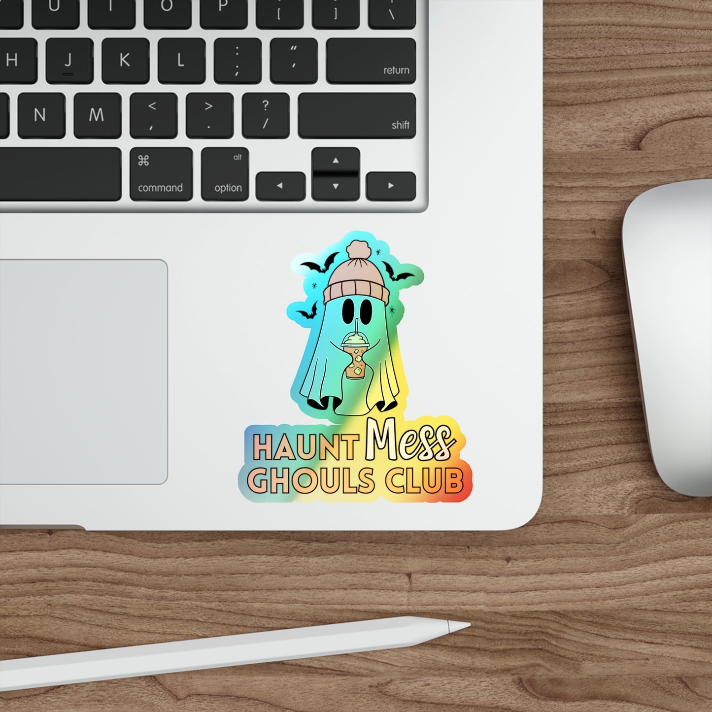 Haunt Mess Bat Ghoul - Holographic Stickers with Rainbow Effect