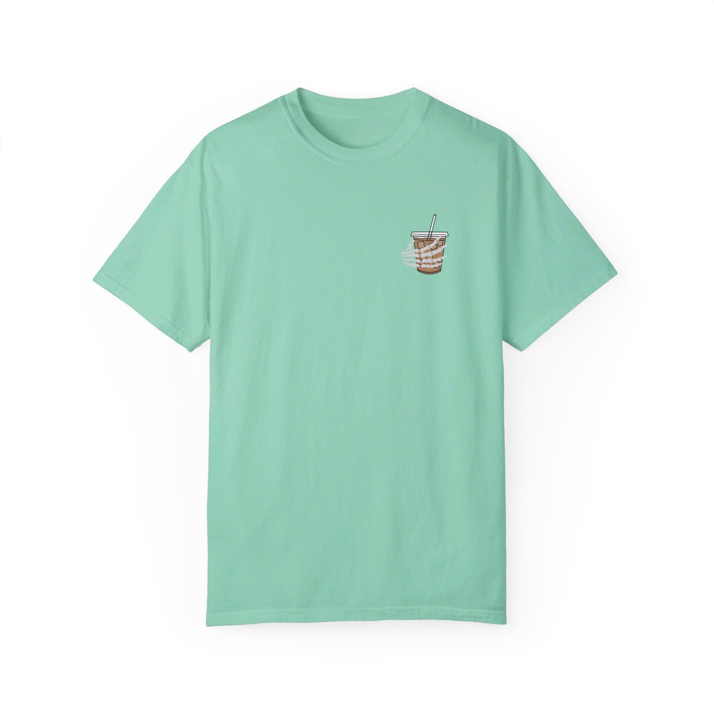Coffee and Chaos - Unisex Garment-Dyed Faux Pocket T-Shirt