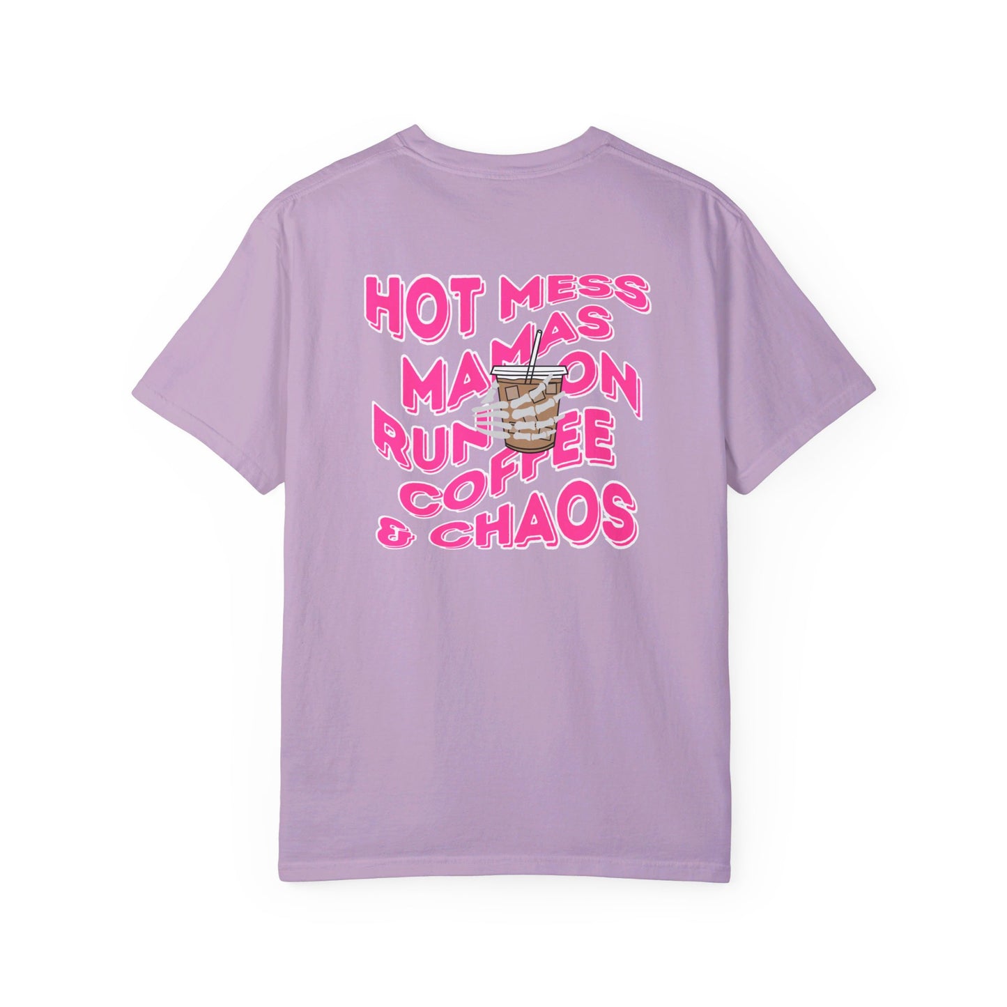 Coffee and Chaos - Unisex Garment-Dyed Faux Pocket T-Shirt