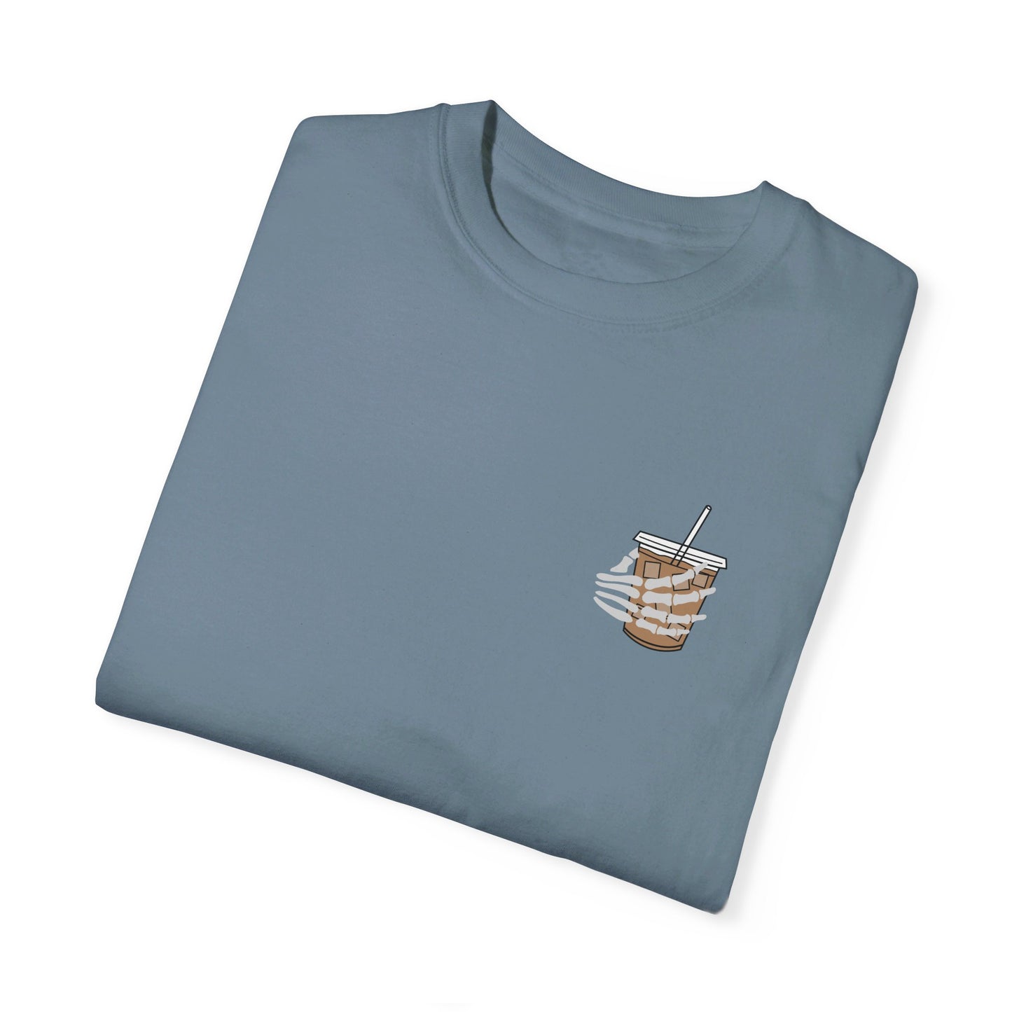 Coffee and Chaos - Unisex Garment-Dyed Faux Pocket T-Shirt