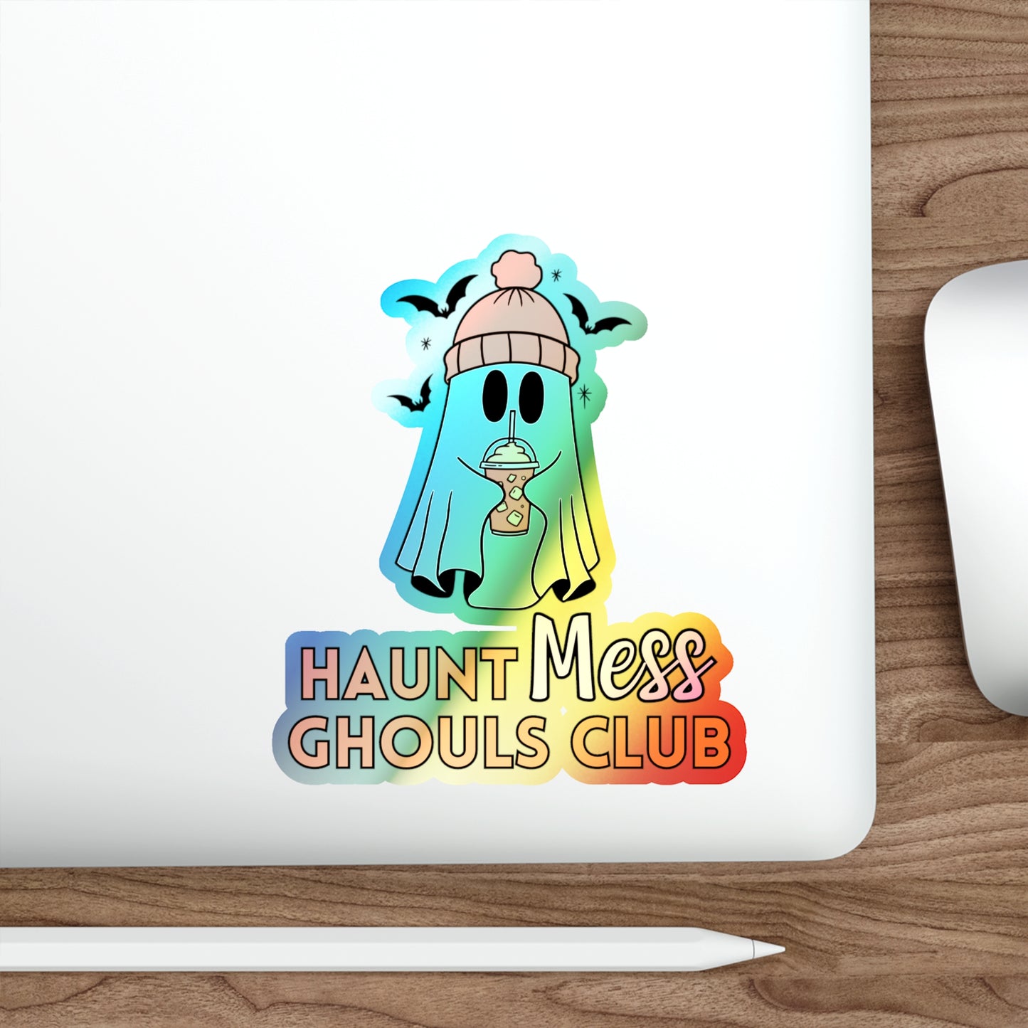 Haunt Mess Bat Ghoul - Holographic Stickers with Rainbow Effect