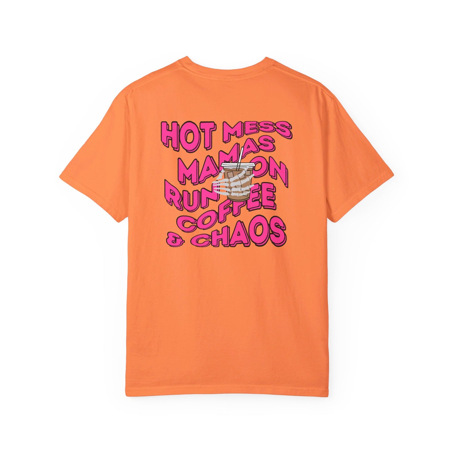 Coffee and Chaos - Unisex Garment-Dyed Faux Pocket T-Shirt