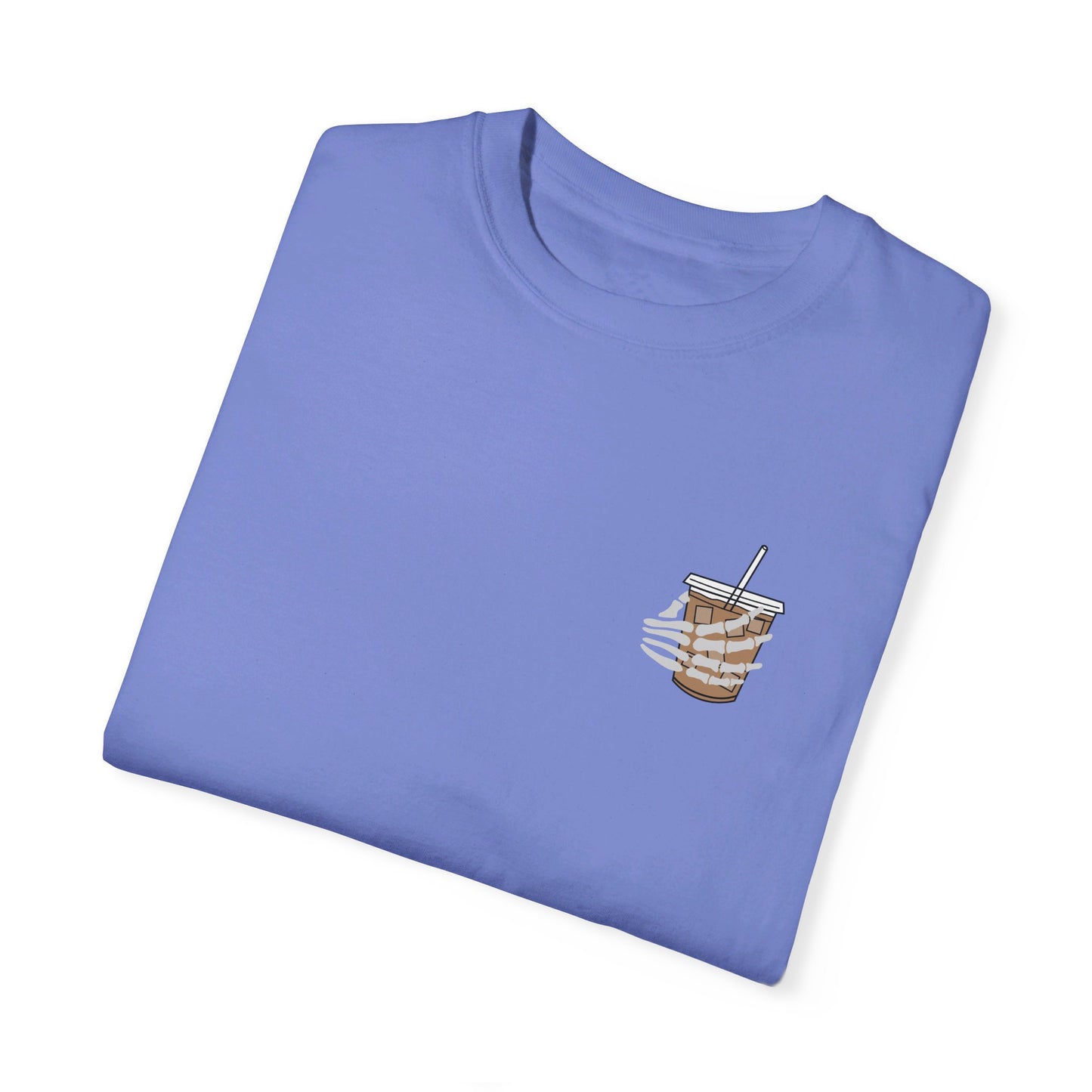 Coffee and Chaos - Unisex Garment-Dyed Faux Pocket T-Shirt