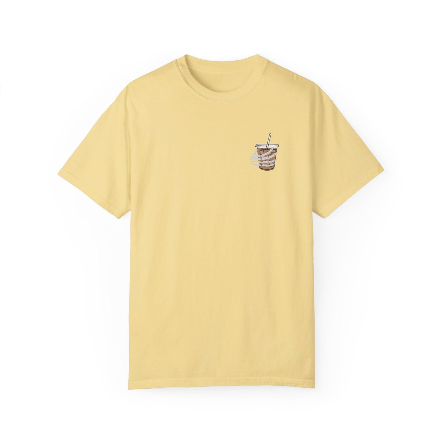 Coffee and Chaos - Unisex Garment-Dyed Faux Pocket T-Shirt
