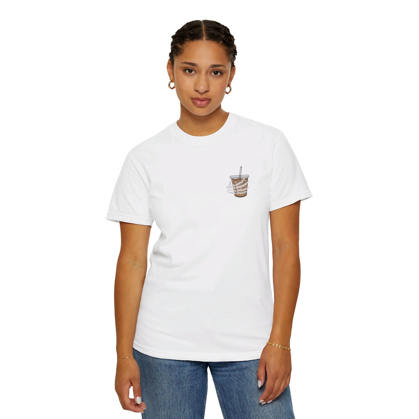 Coffee and Chaos - Unisex Garment-Dyed Faux Pocket T-Shirt
