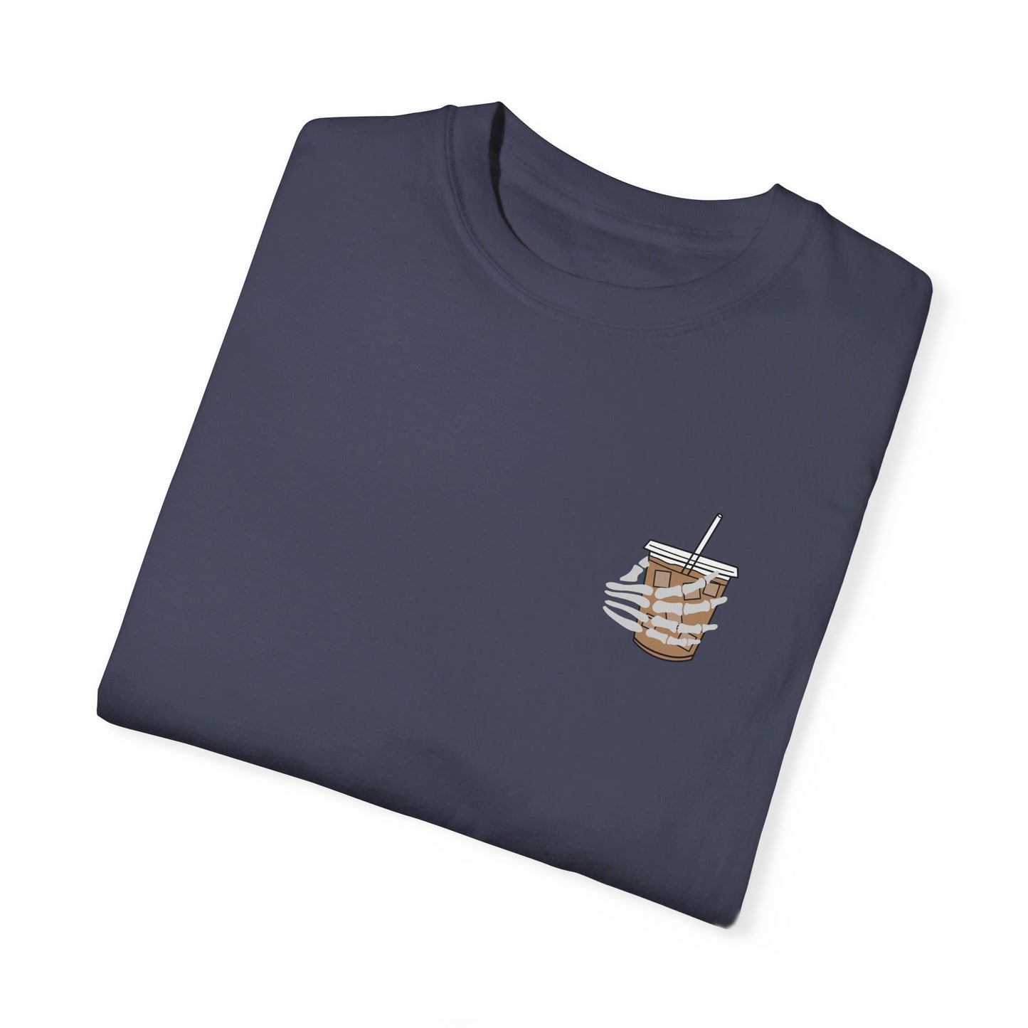 Coffee and Chaos - Unisex Garment-Dyed Faux Pocket T-Shirt