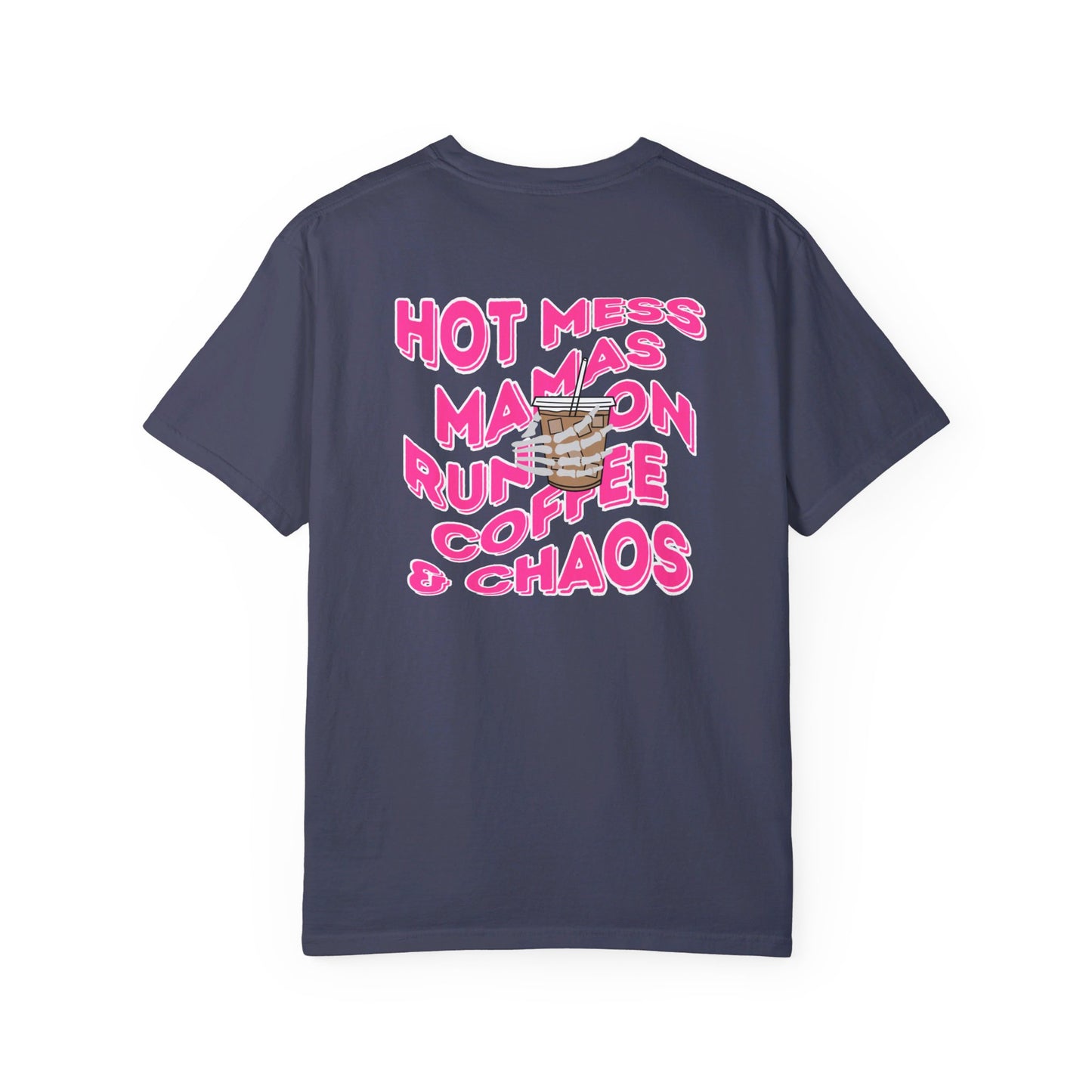 Coffee and Chaos - Unisex Garment-Dyed Faux Pocket T-Shirt