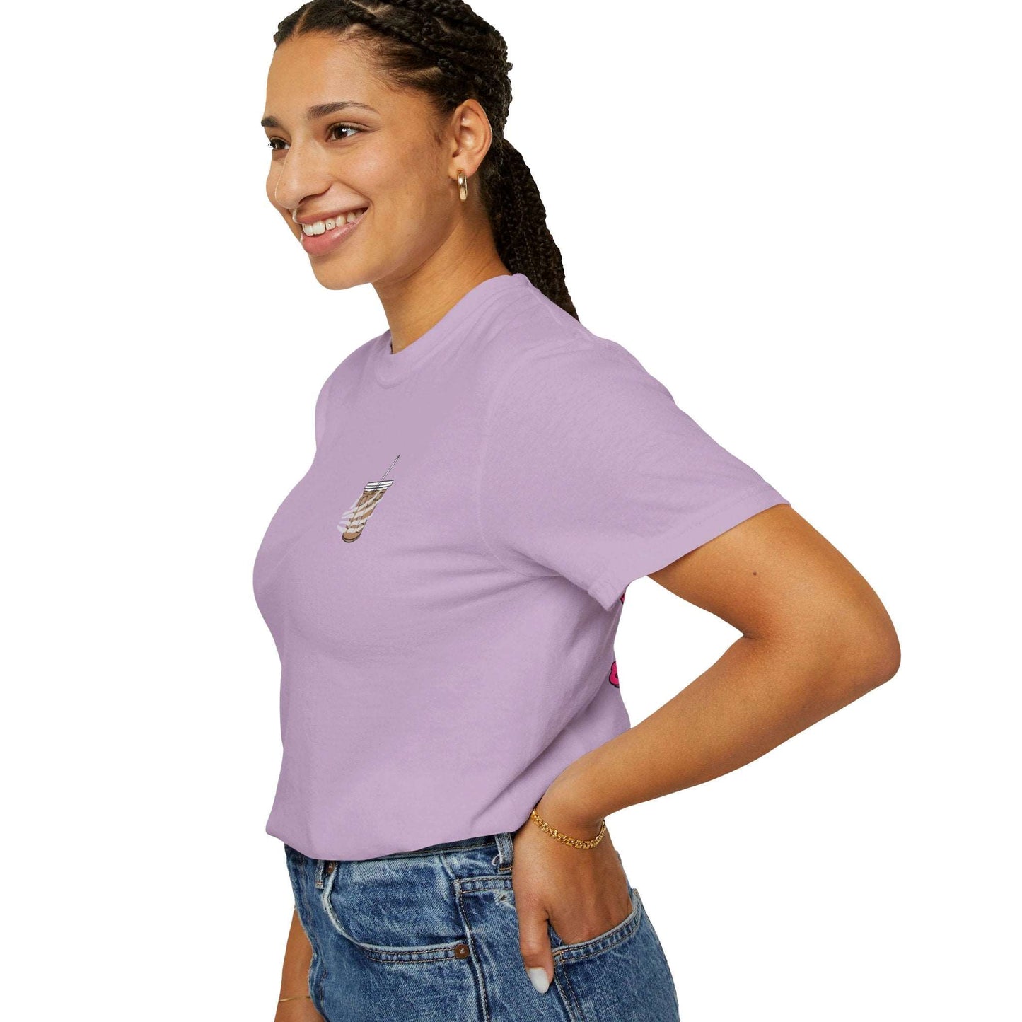 Coffee and Chaos - Unisex Garment-Dyed Faux Pocket T-Shirt