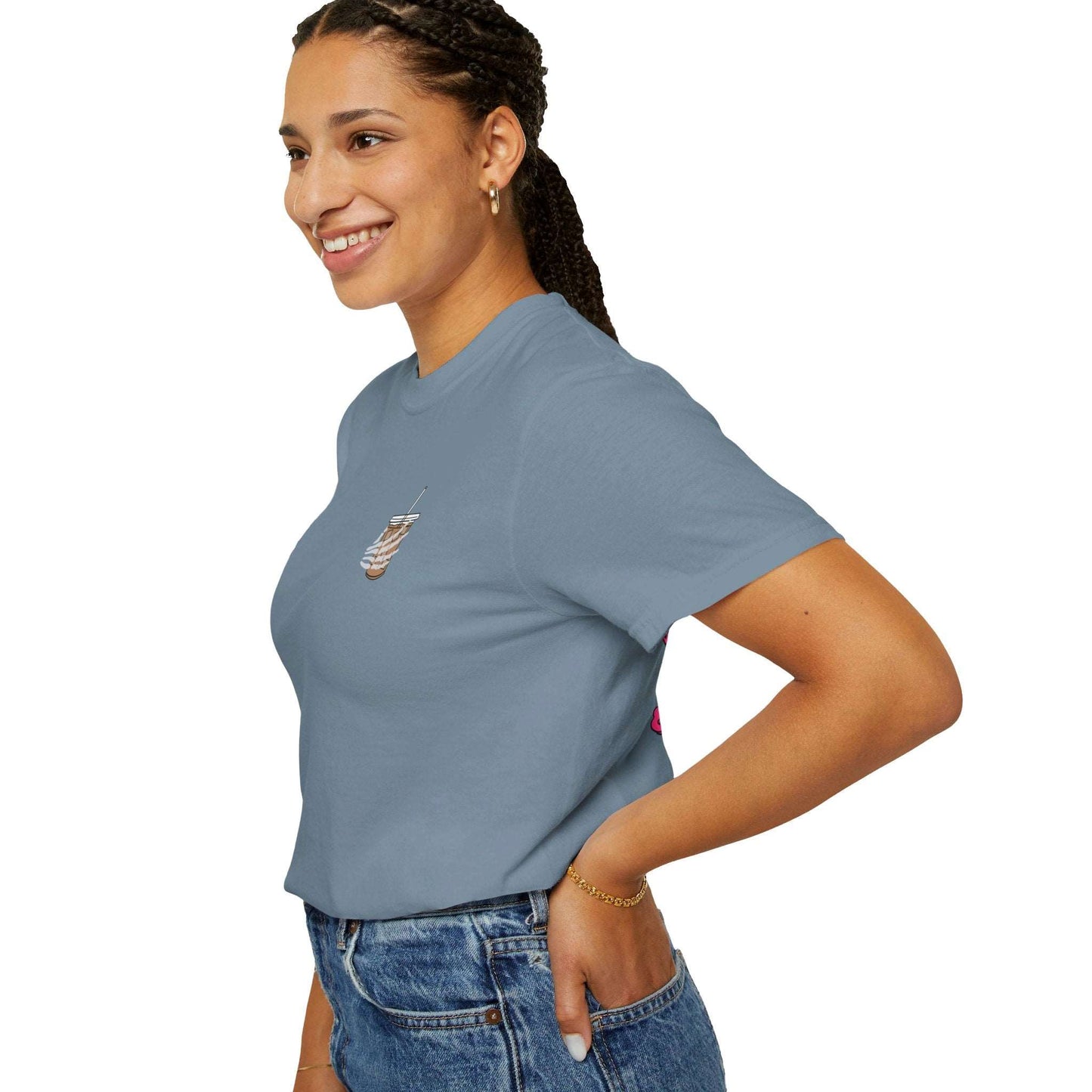 Coffee and Chaos - Unisex Garment-Dyed Faux Pocket T-Shirt