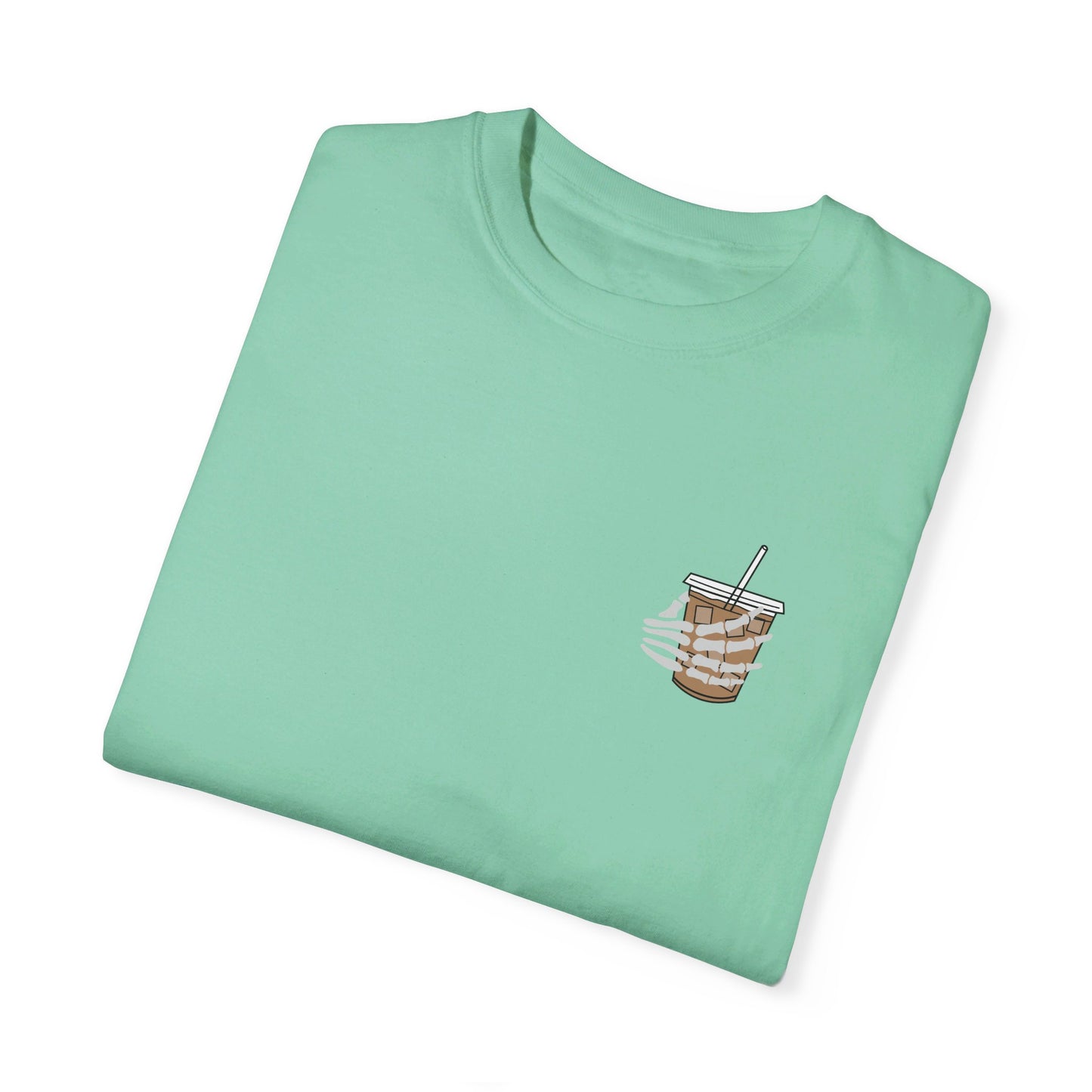 Coffee and Chaos - Unisex Garment-Dyed Faux Pocket T-Shirt