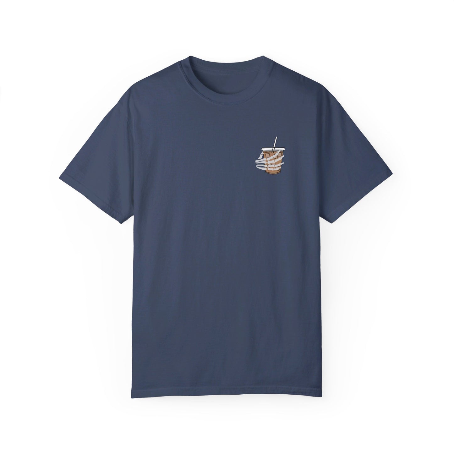 Coffee and Chaos - Unisex Garment-Dyed Faux Pocket T-Shirt