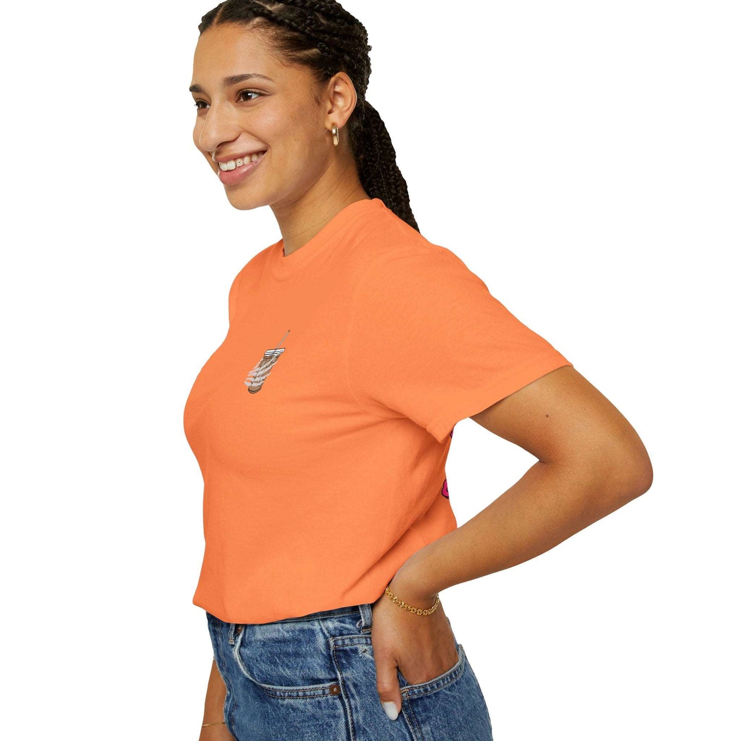 Coffee and Chaos - Unisex Garment-Dyed Faux Pocket T-Shirt