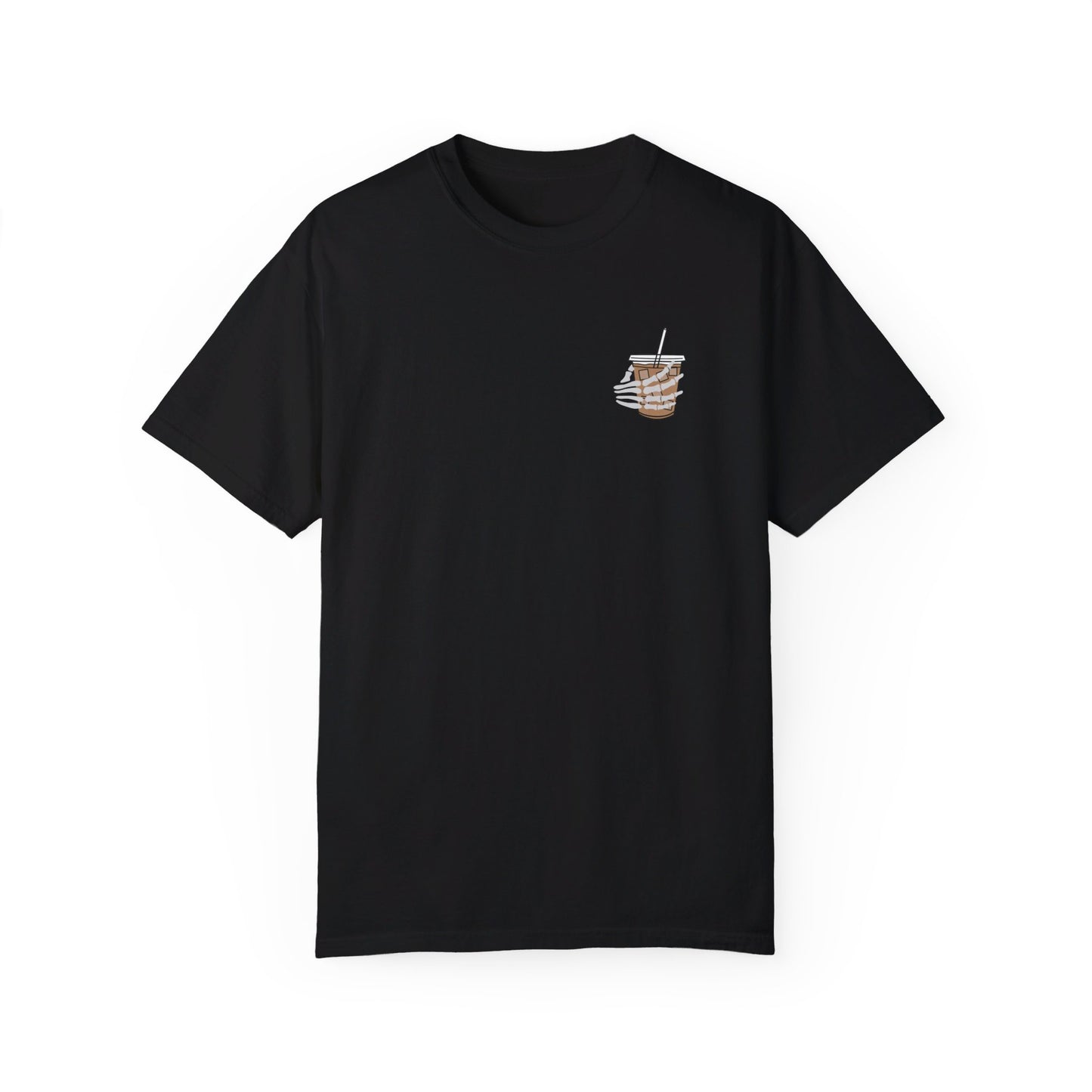 Coffee and Chaos - Unisex Garment-Dyed Faux Pocket T-Shirt