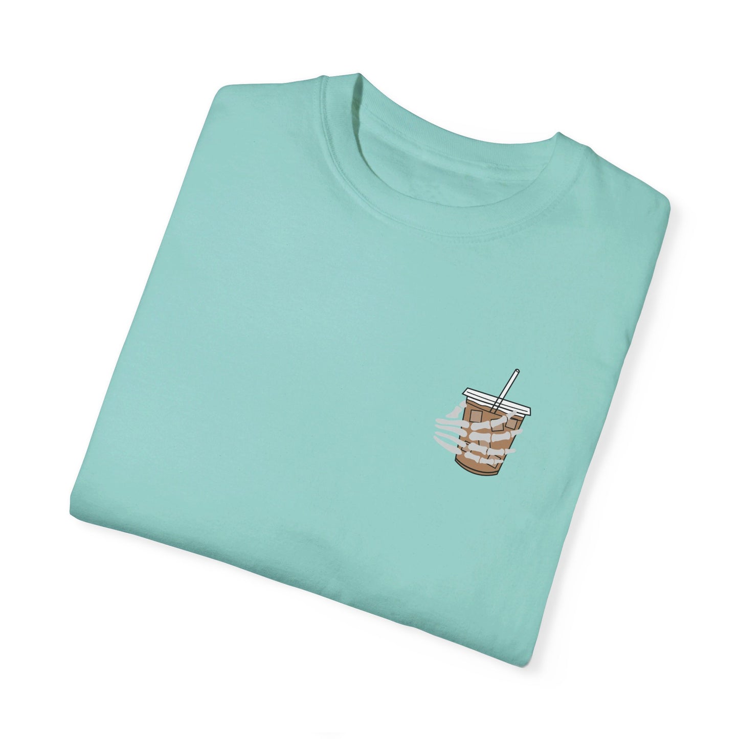 Coffee and Chaos - Unisex Garment-Dyed Faux Pocket T-Shirt