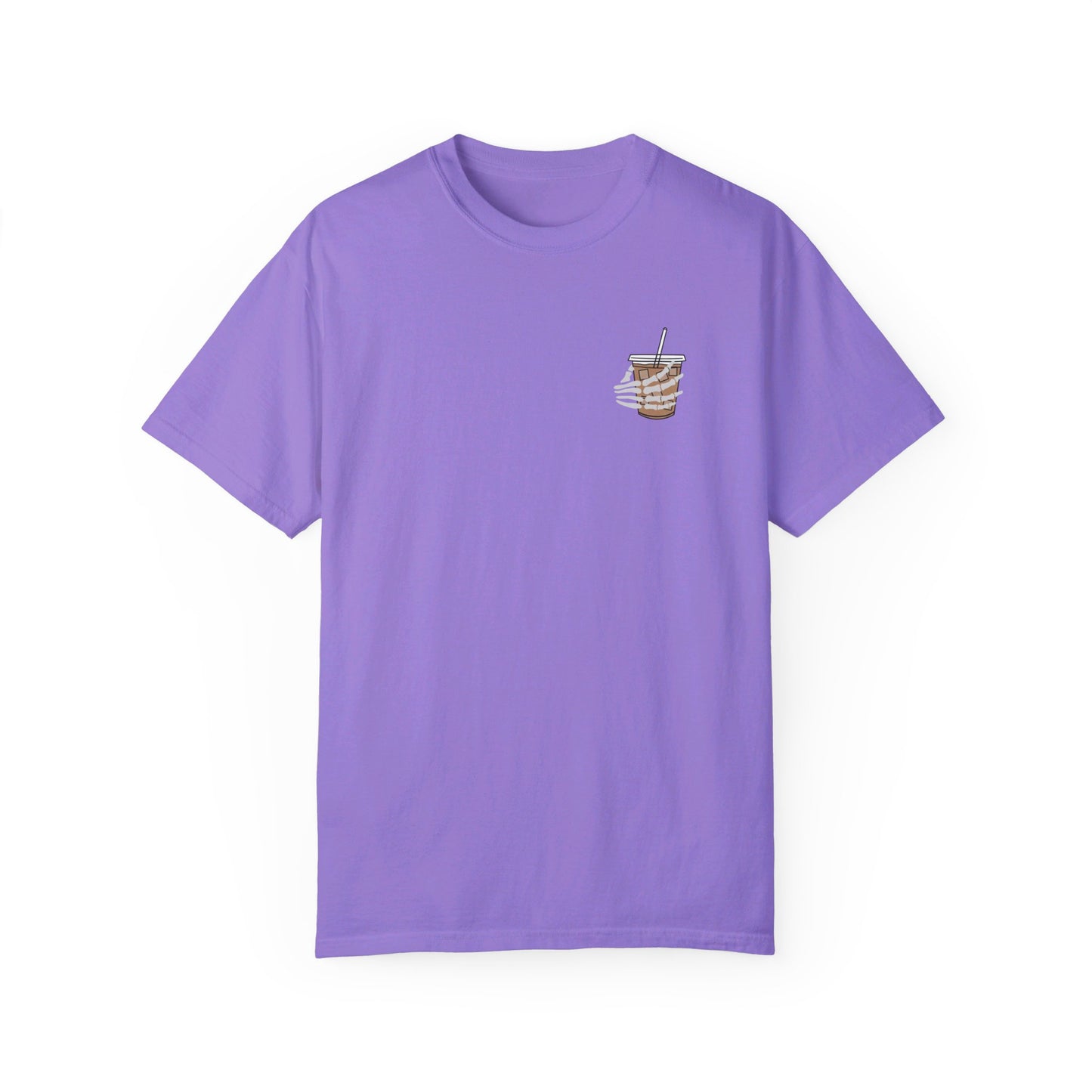 Coffee and Chaos - Unisex Garment-Dyed Faux Pocket T-Shirt