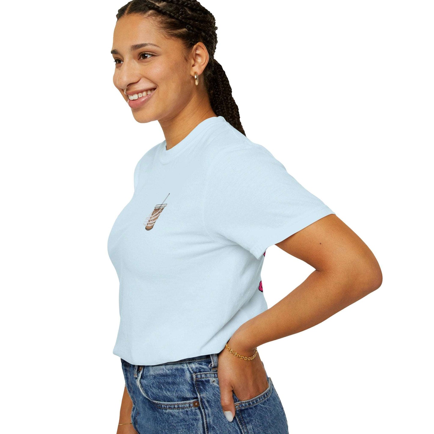 Coffee and Chaos - Unisex Garment-Dyed Faux Pocket T-Shirt