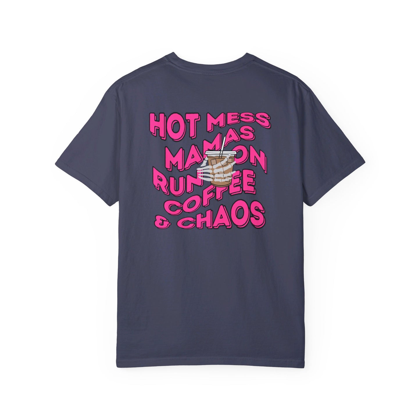 Coffee and Chaos - Unisex Garment-Dyed Faux Pocket T-Shirt