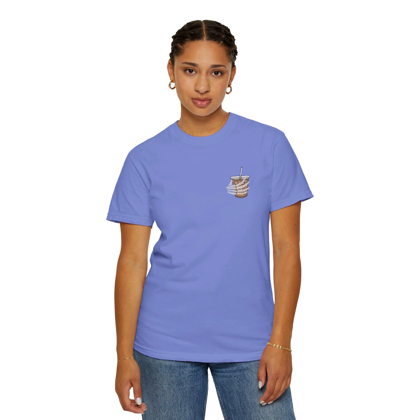 Coffee and Chaos - Unisex Garment-Dyed Faux Pocket T-Shirt