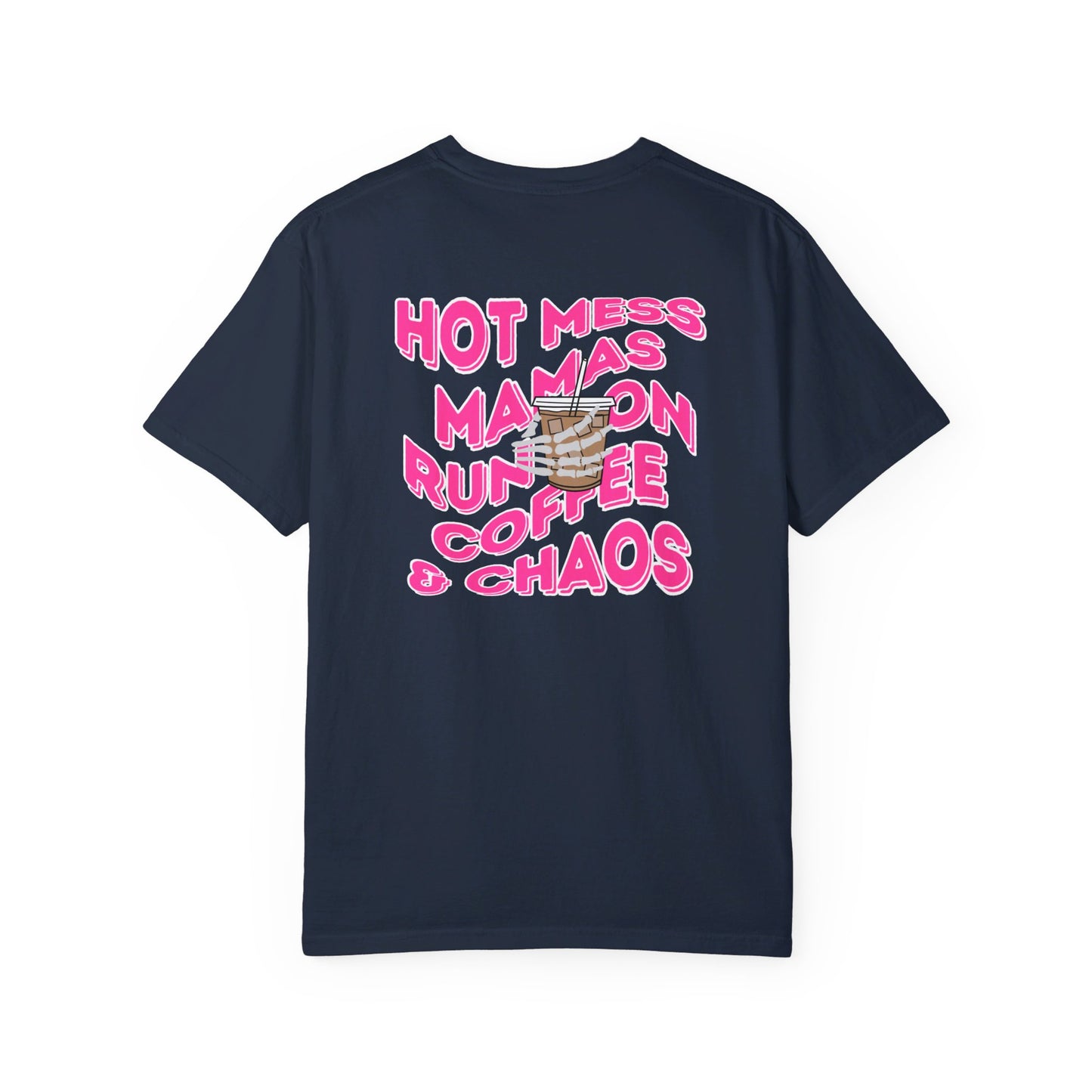 Coffee and Chaos - Unisex Garment-Dyed Faux Pocket T-Shirt