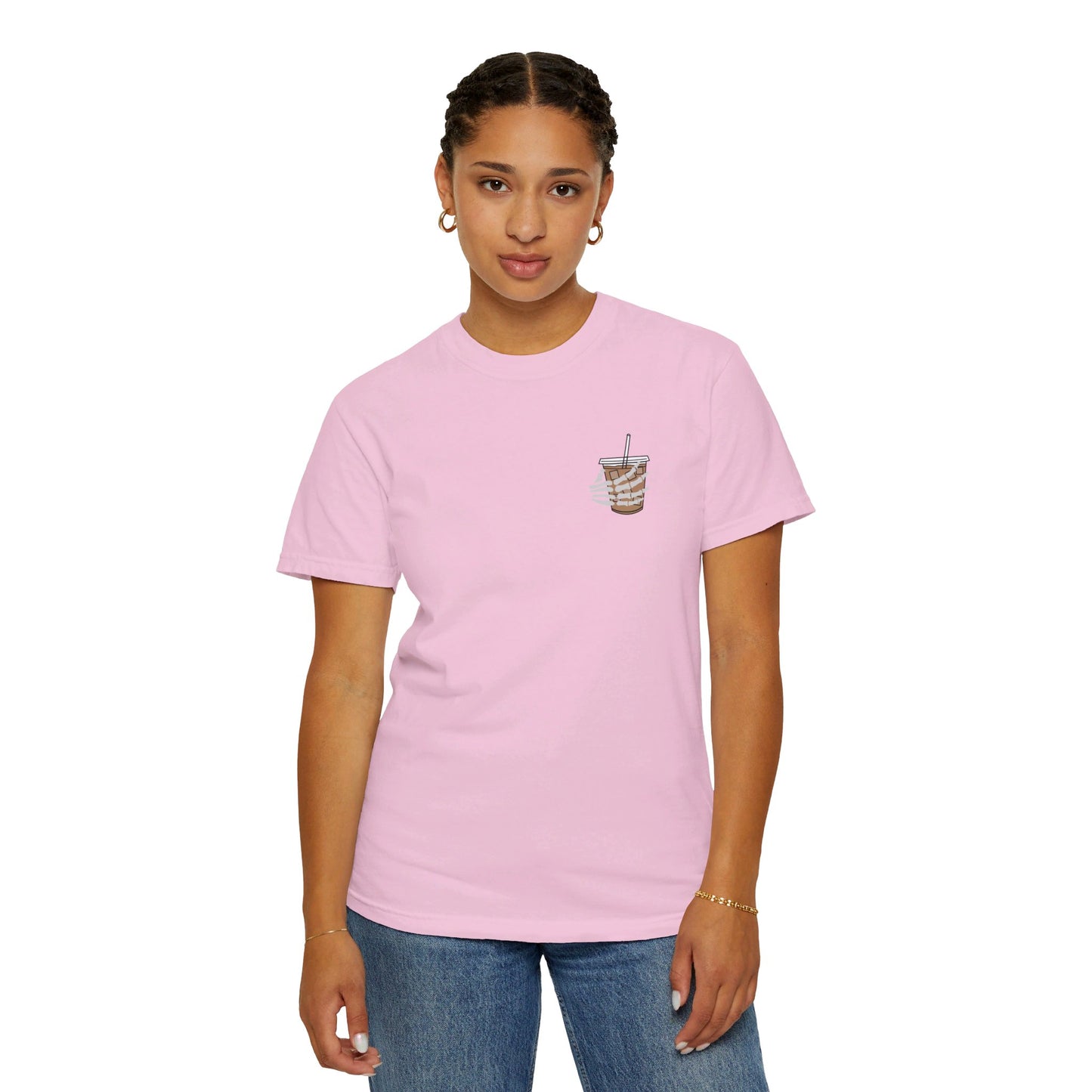 Coffee and Chaos - Unisex Garment-Dyed Faux Pocket T-Shirt