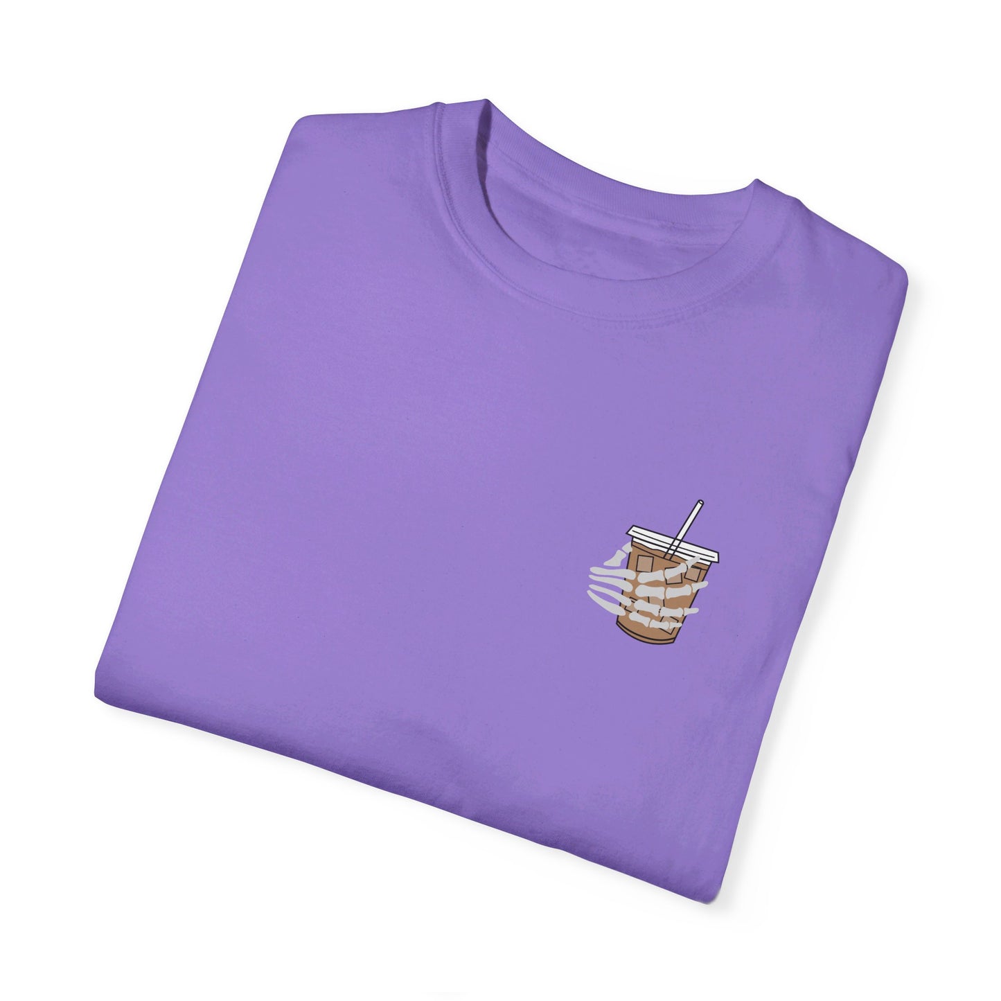 Coffee and Chaos - Unisex Garment-Dyed Faux Pocket T-Shirt