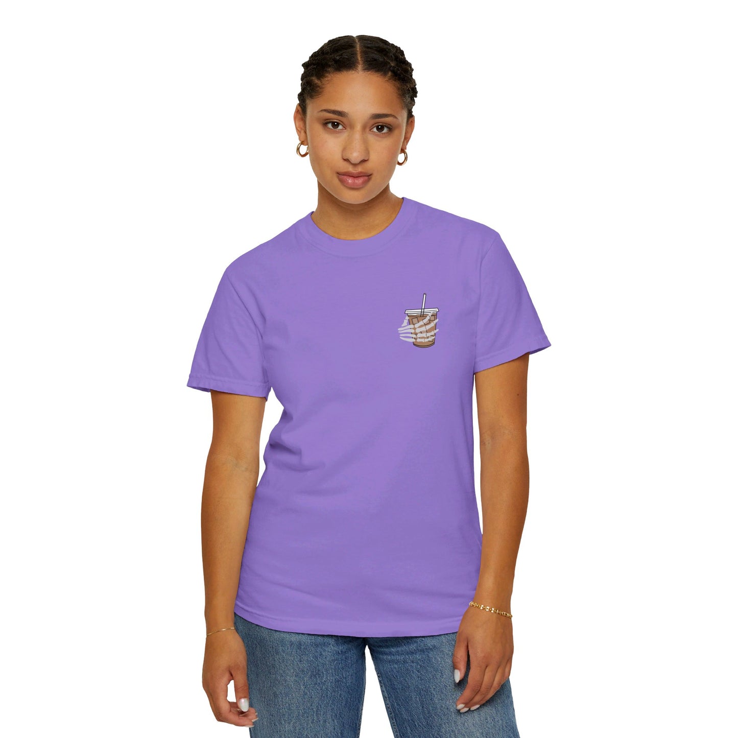 Coffee and Chaos - Unisex Garment-Dyed Faux Pocket T-Shirt