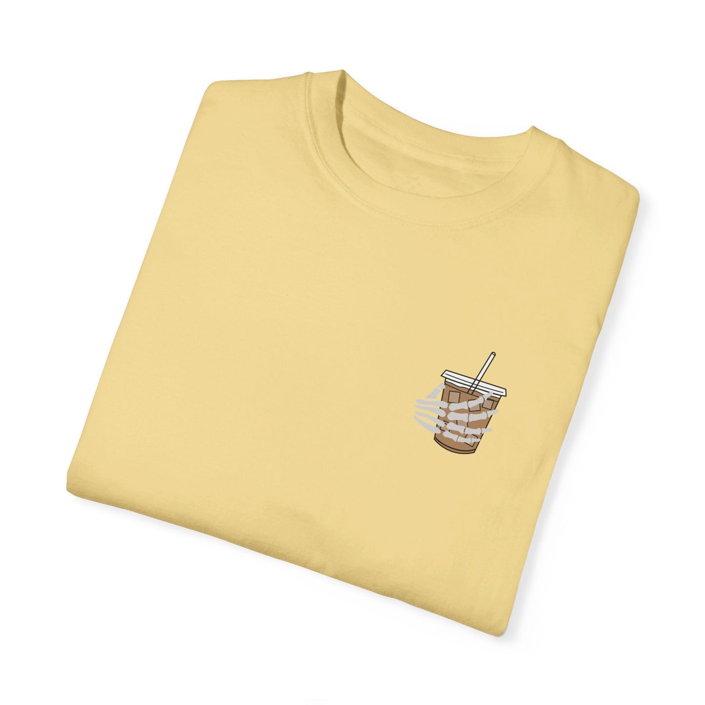 Coffee and Chaos - Unisex Garment-Dyed Faux Pocket T-Shirt