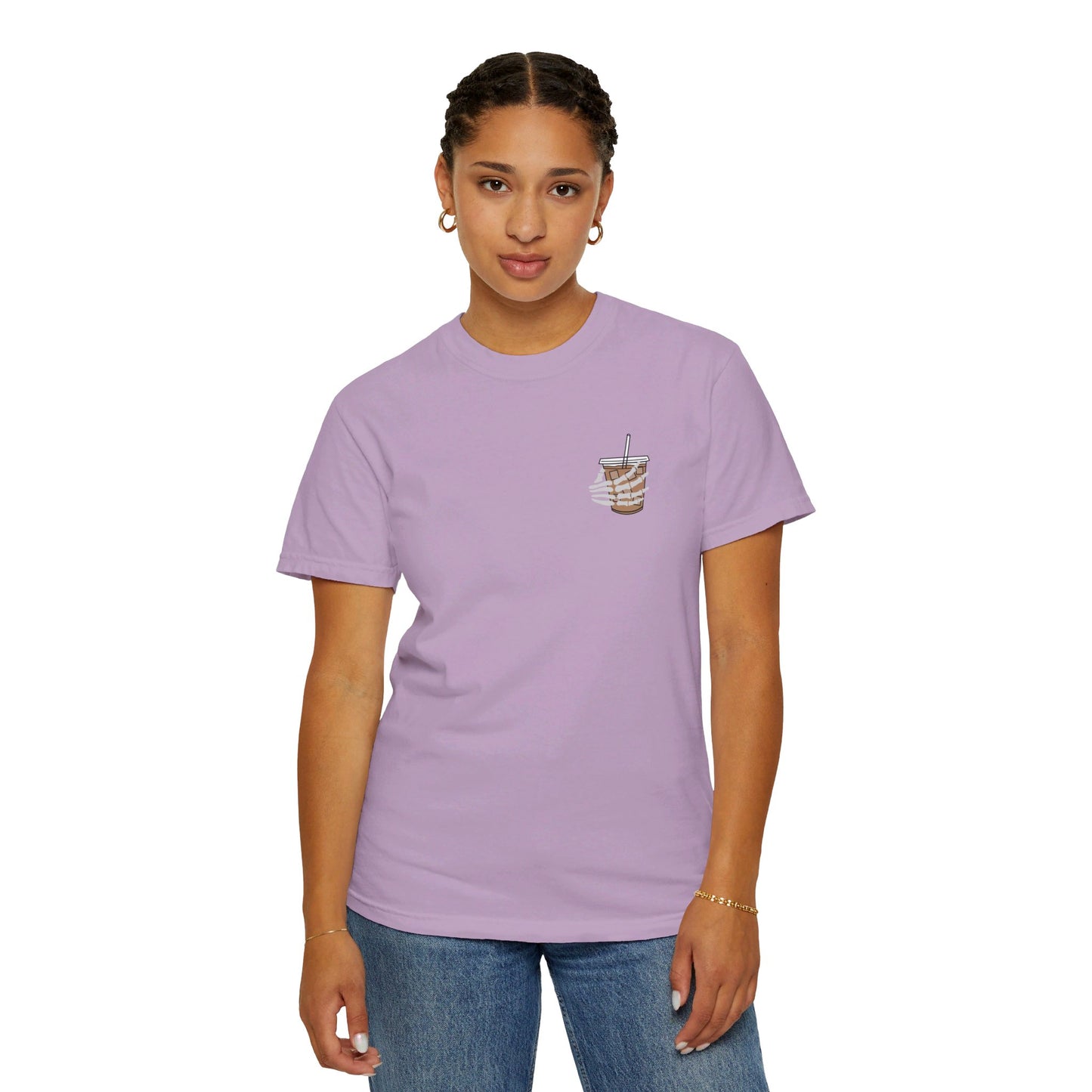 Coffee and Chaos - Unisex Garment-Dyed Faux Pocket T-Shirt