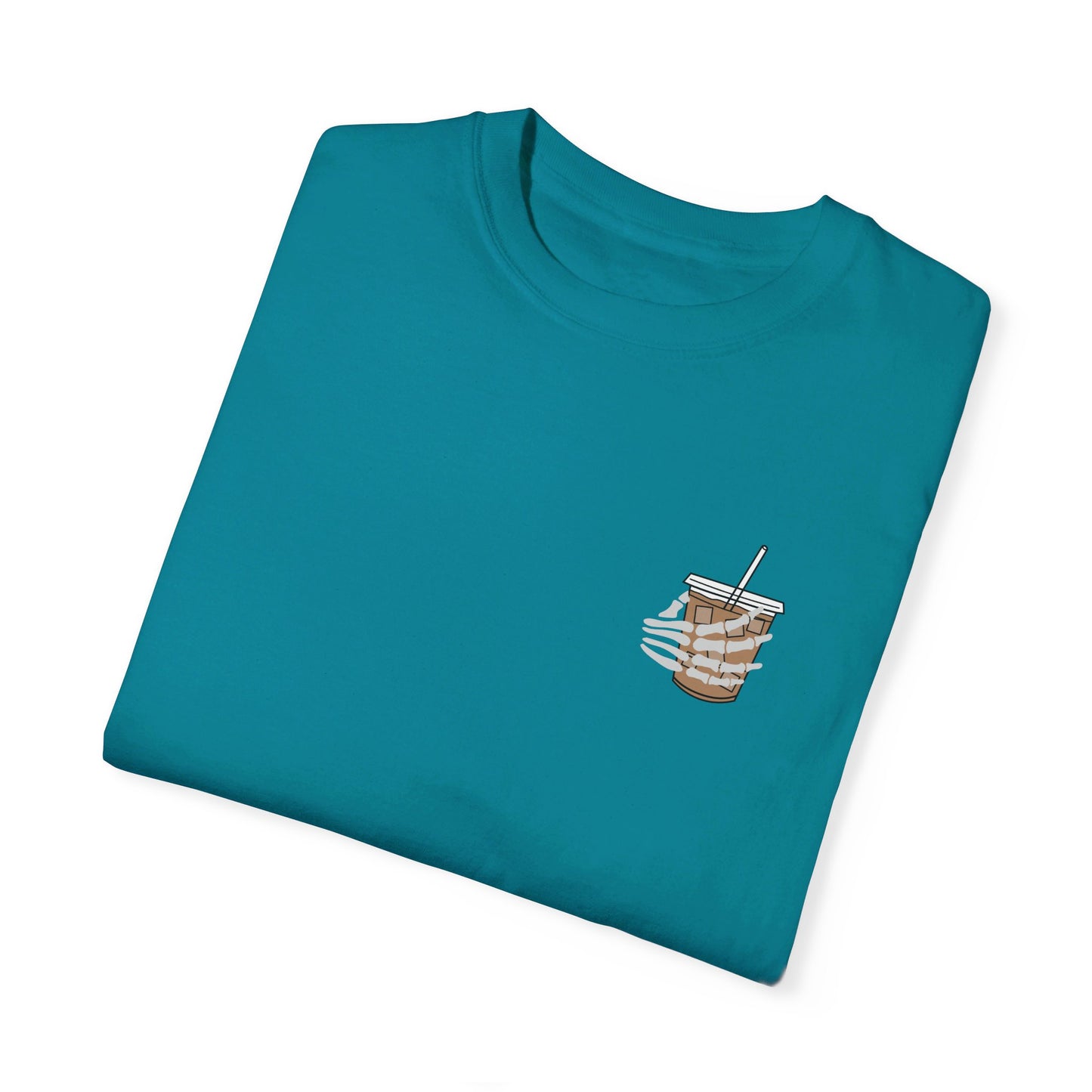 Coffee and Chaos - Unisex Garment-Dyed Faux Pocket T-Shirt