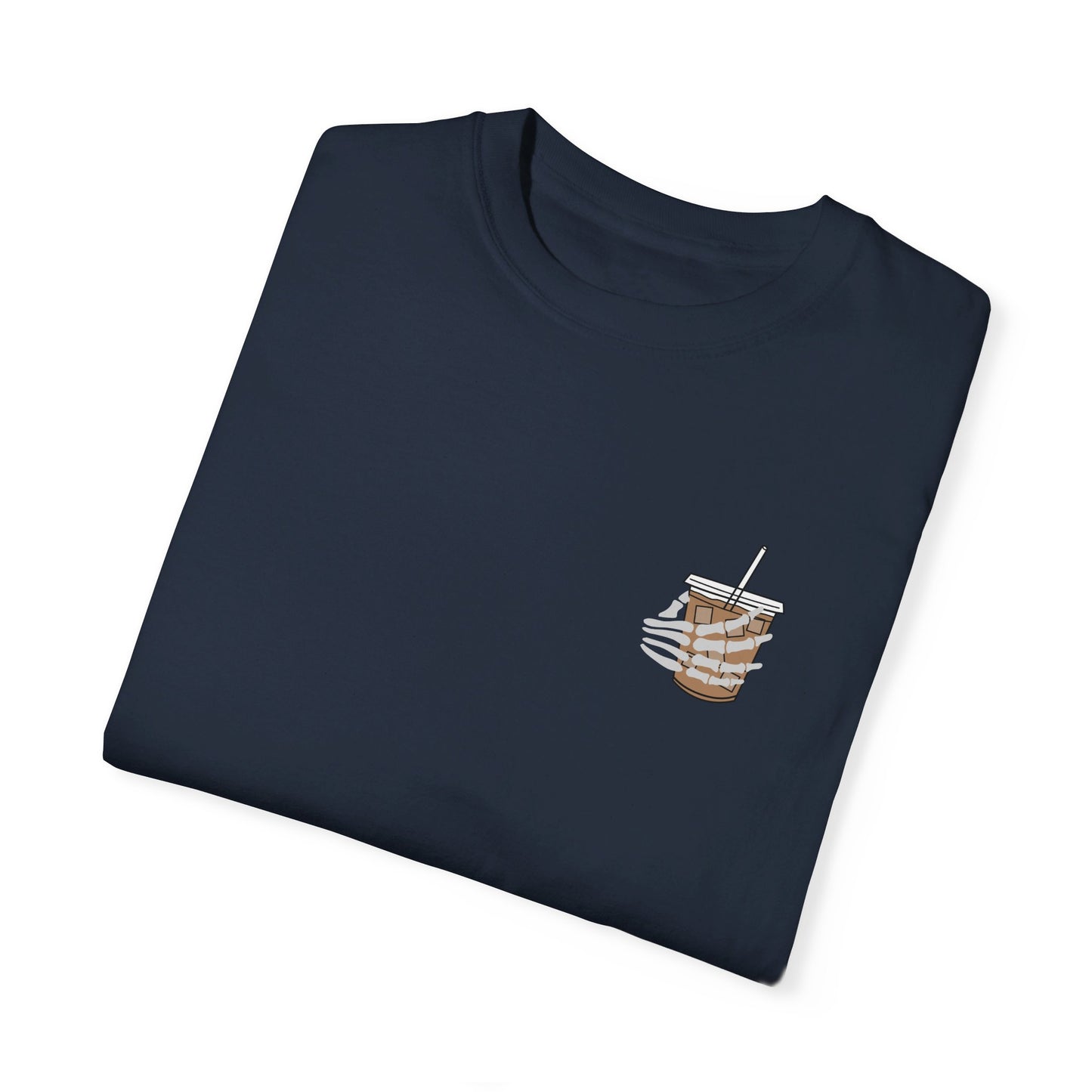 Coffee and Chaos - Unisex Garment-Dyed Faux Pocket T-Shirt