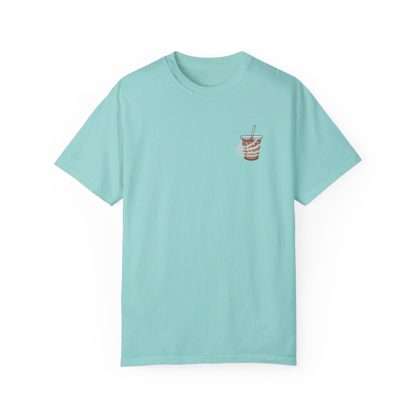 Coffee and Chaos - Unisex Garment-Dyed Faux Pocket T-Shirt
