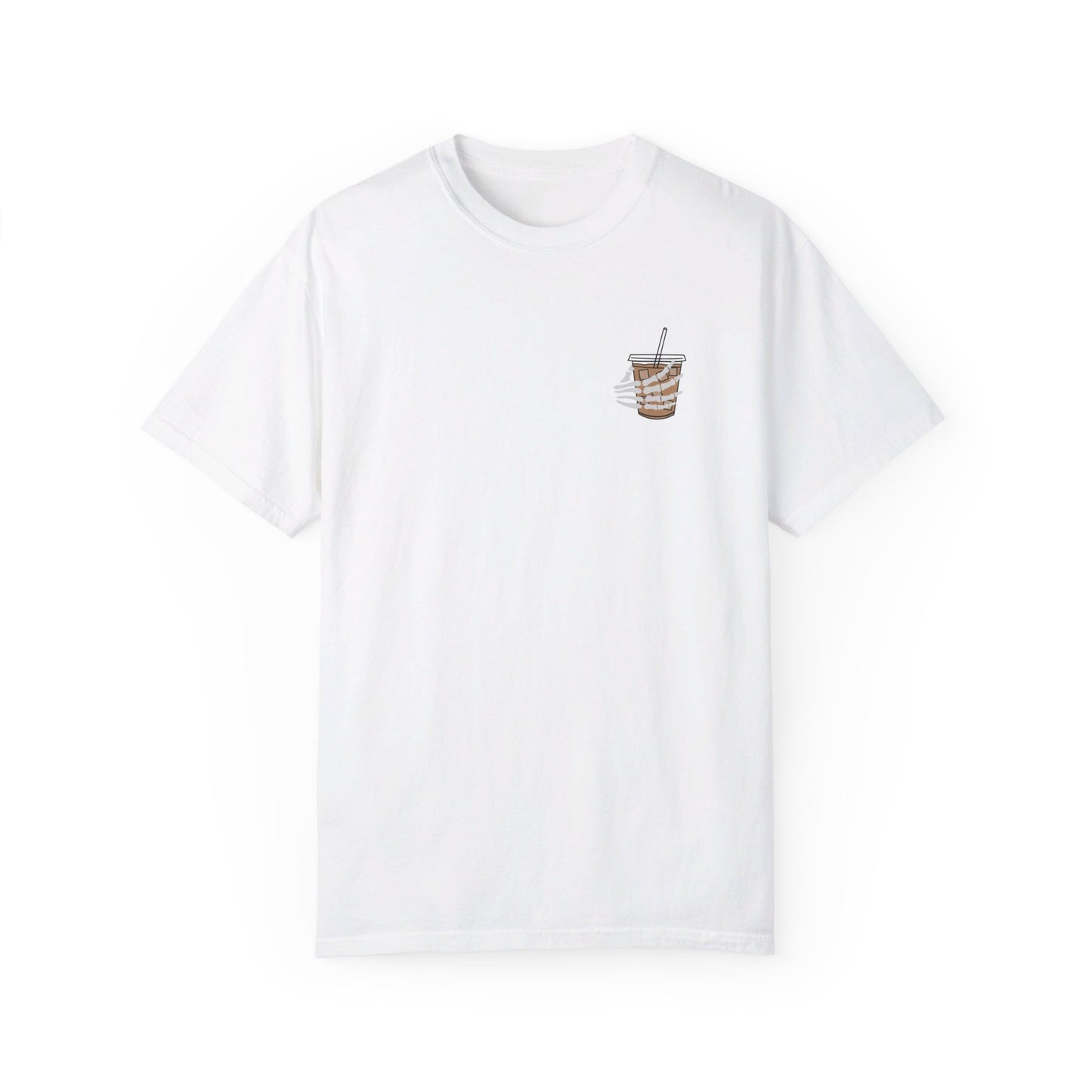 Coffee and Chaos - Unisex Garment-Dyed Faux Pocket T-Shirt
