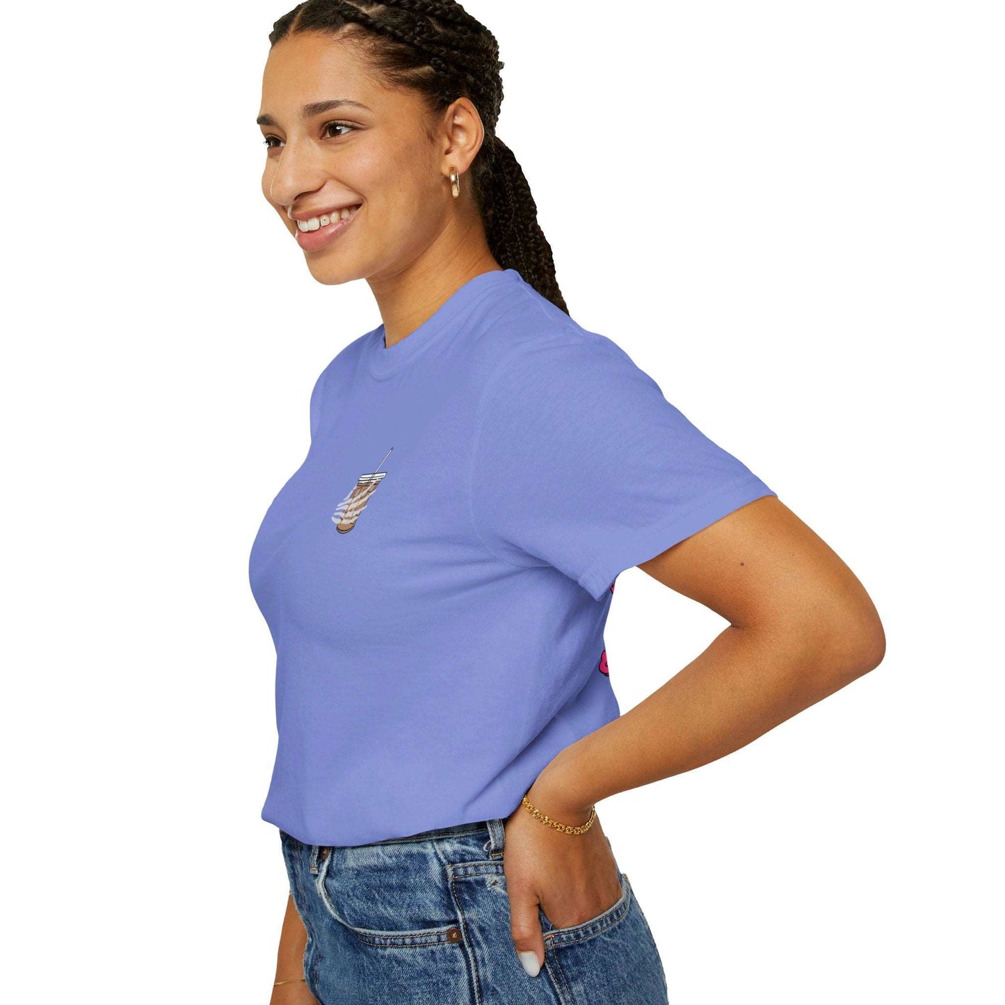 Coffee and Chaos - Unisex Garment-Dyed Faux Pocket T-Shirt