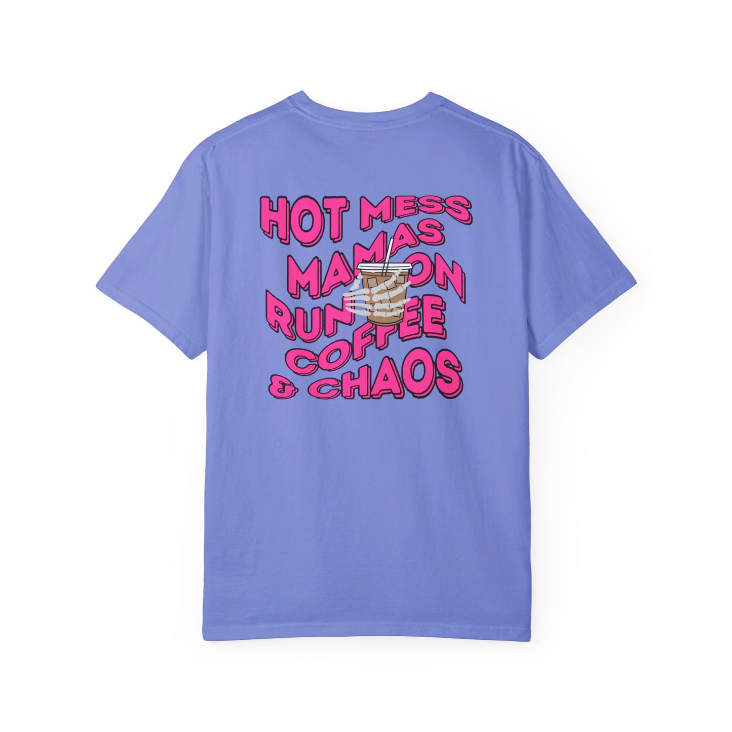 Coffee and Chaos - Unisex Garment-Dyed Faux Pocket T-Shirt