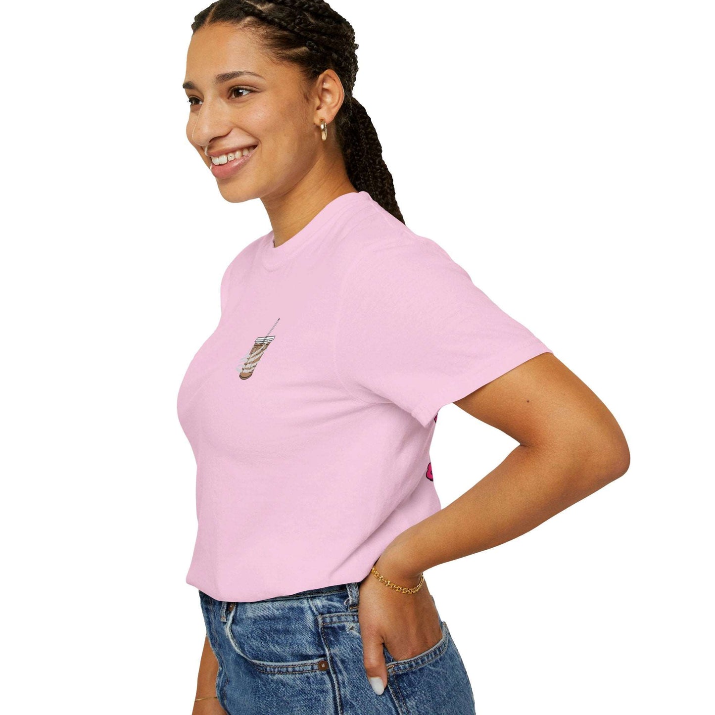 Coffee and Chaos - Unisex Garment-Dyed Faux Pocket T-Shirt