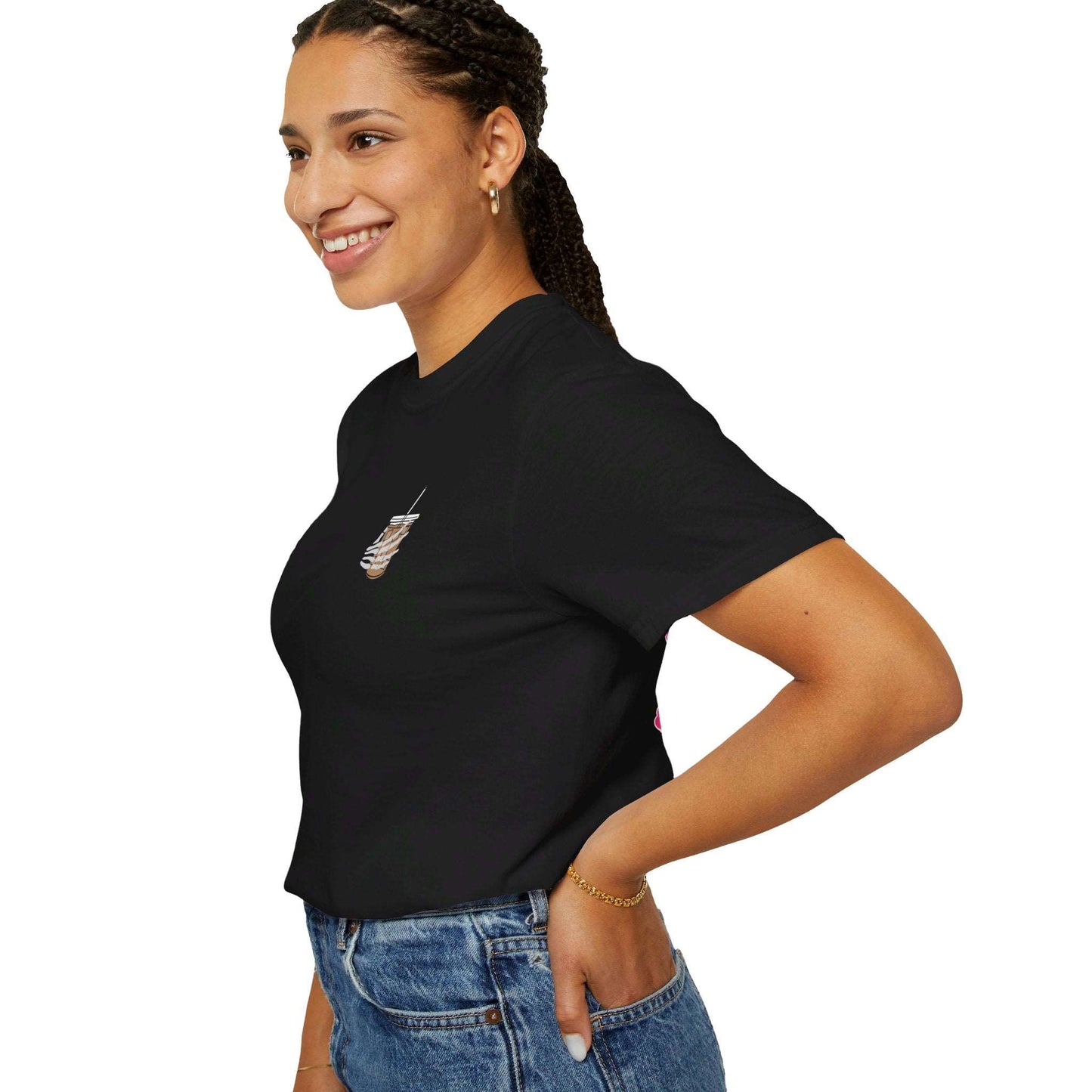 Coffee and Chaos - Unisex Garment-Dyed Faux Pocket T-Shirt