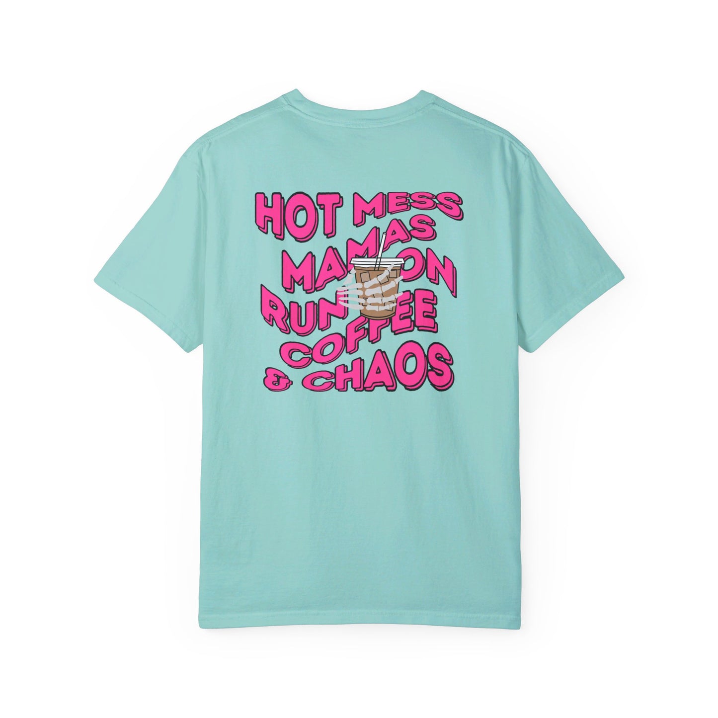 Coffee and Chaos - Unisex Garment-Dyed Faux Pocket T-Shirt