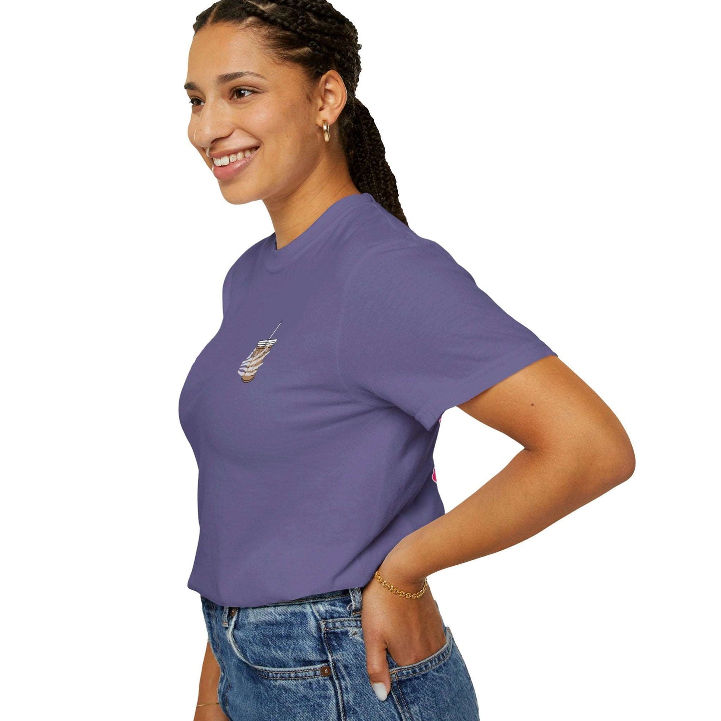Coffee and Chaos - Unisex Garment-Dyed Faux Pocket T-Shirt