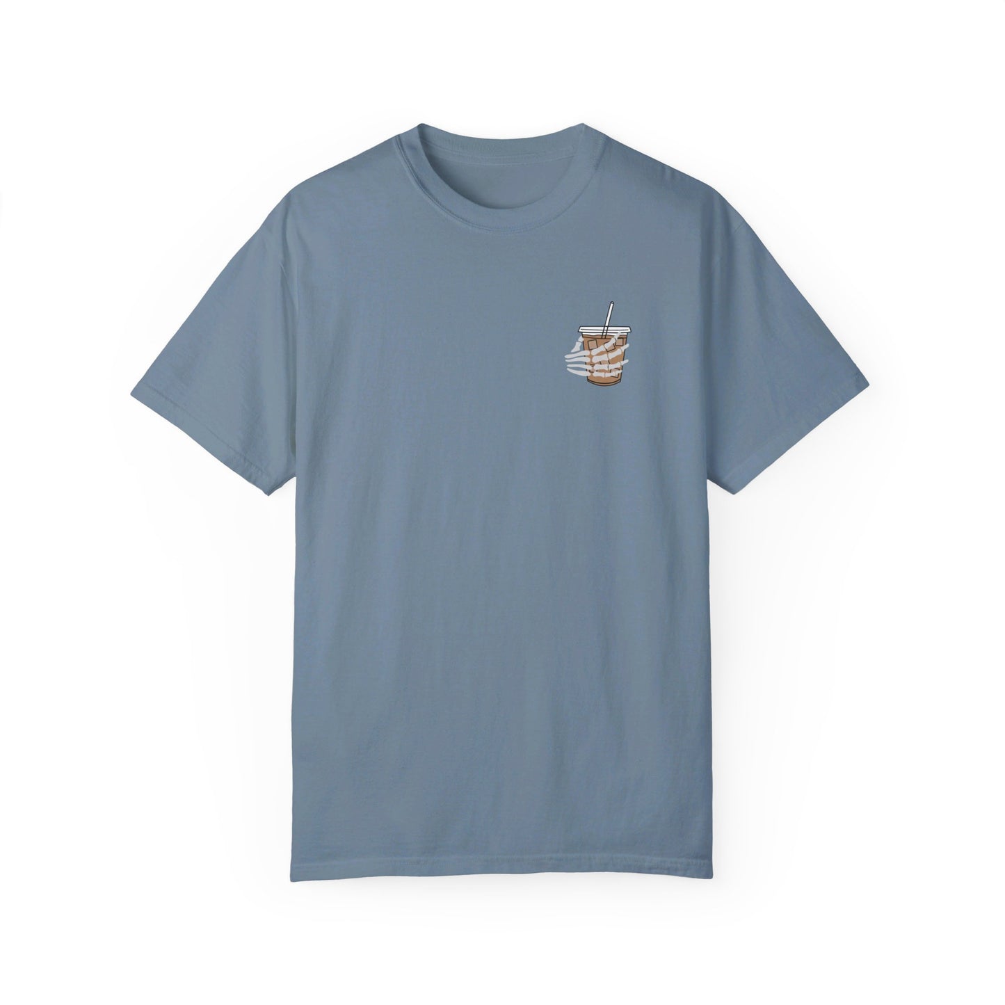 Coffee and Chaos - Unisex Garment-Dyed Faux Pocket T-Shirt