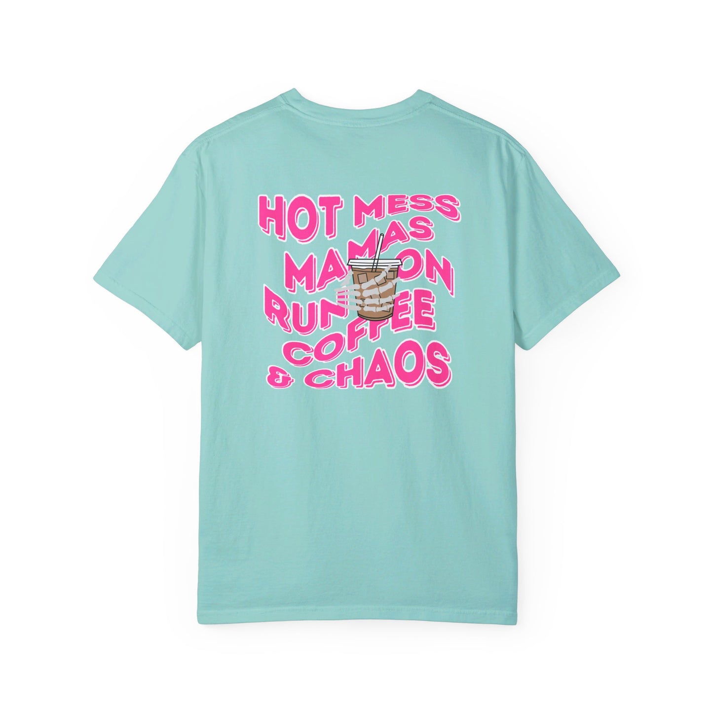 Coffee and Chaos - Unisex Garment-Dyed Faux Pocket T-Shirt