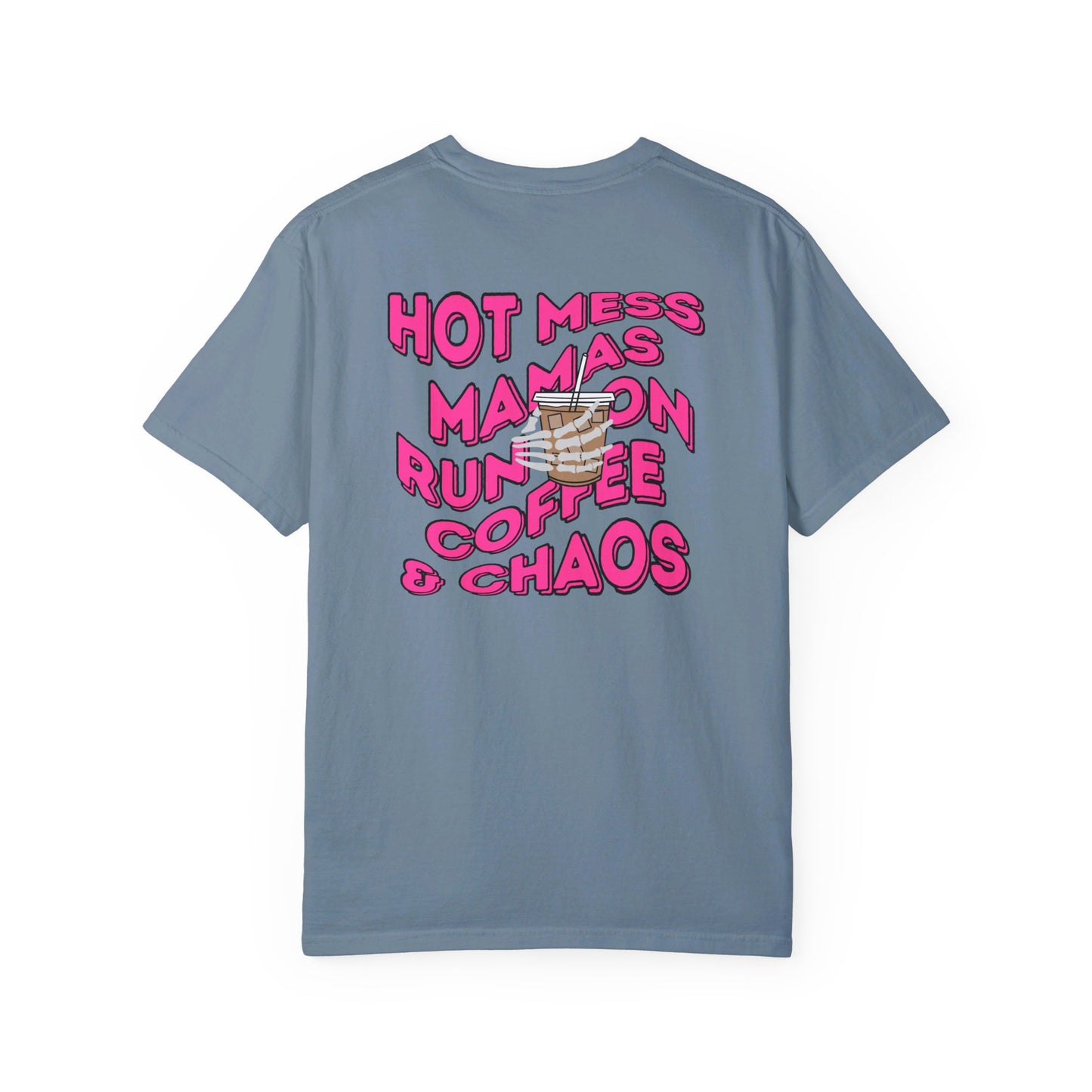 Coffee and Chaos - Unisex Garment-Dyed Faux Pocket T-Shirt