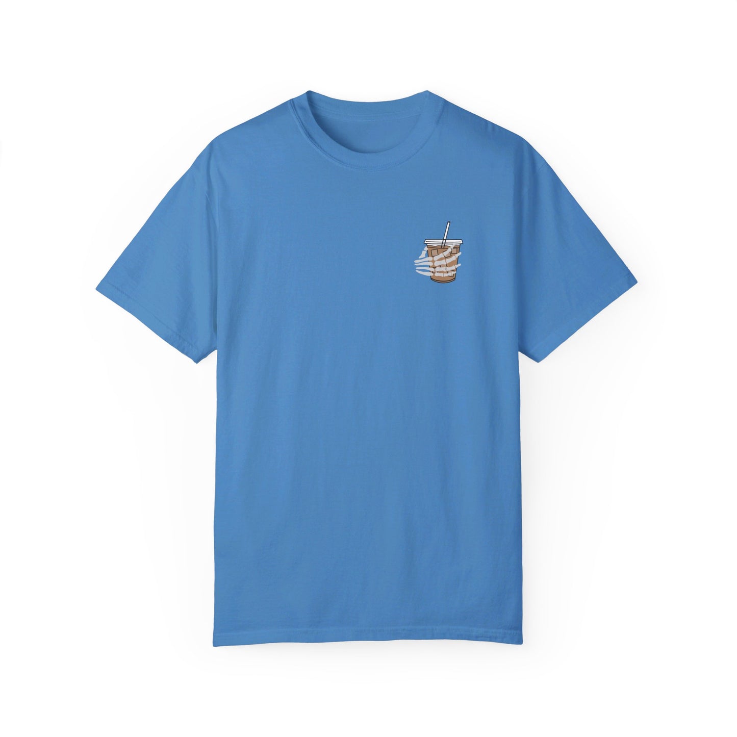 Coffee and Chaos - Unisex Garment-Dyed Faux Pocket T-Shirt