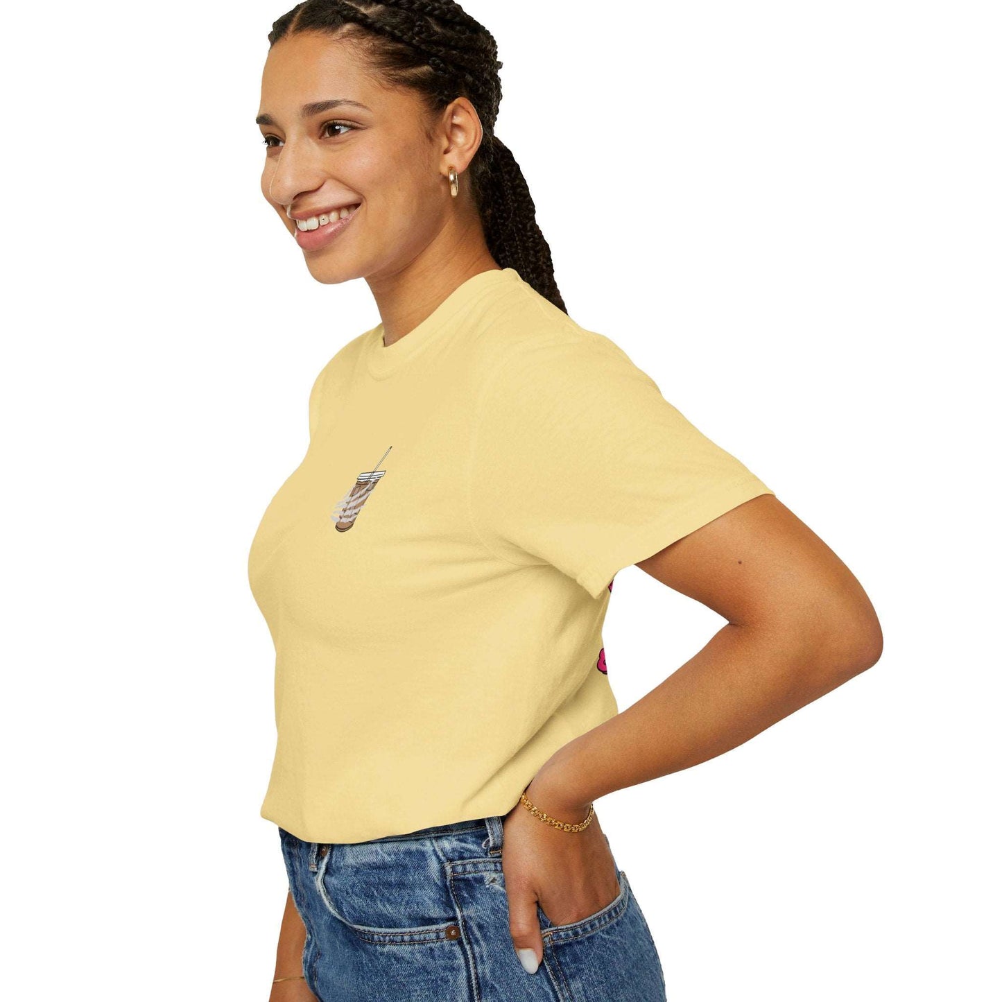Coffee and Chaos - Unisex Garment-Dyed Faux Pocket T-Shirt