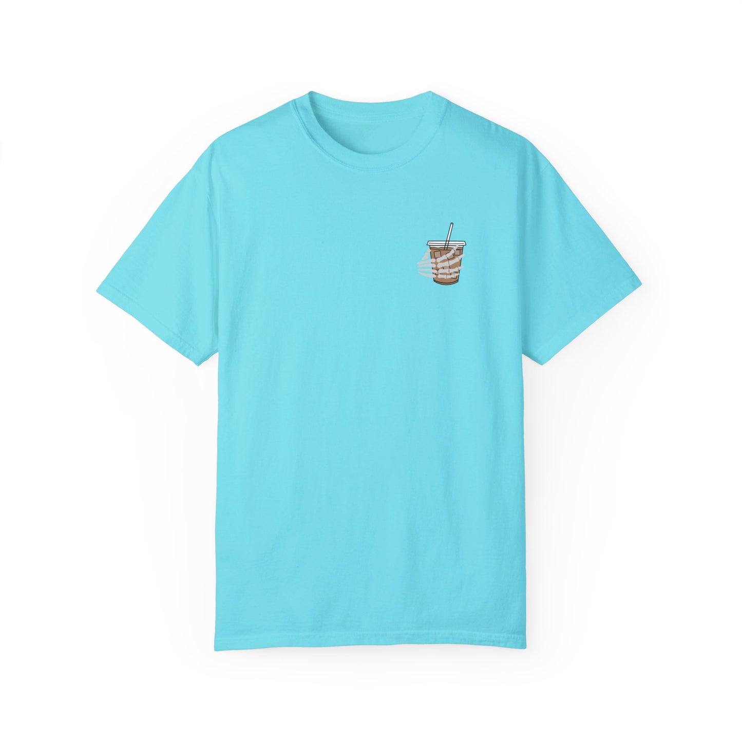 Coffee and Chaos - Unisex Garment-Dyed Faux Pocket T-Shirt
