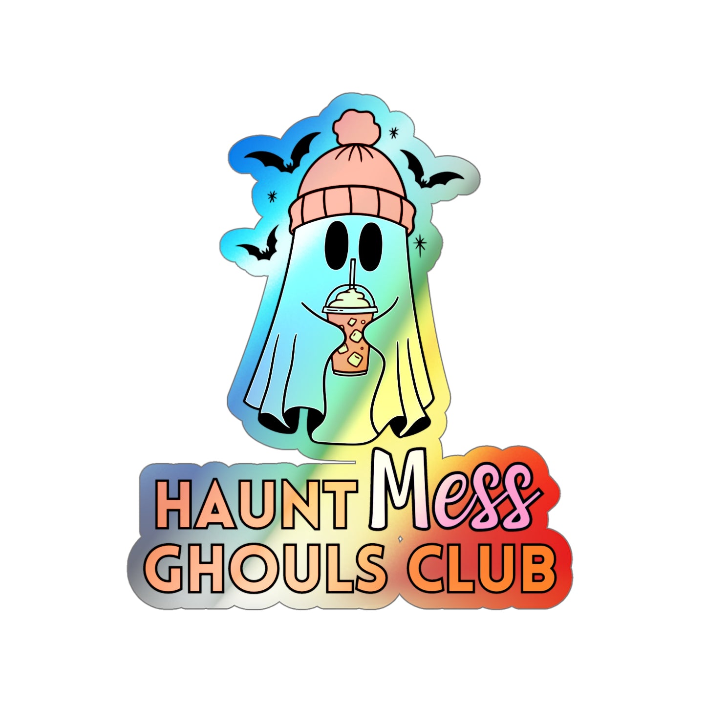 Haunt Mess Bat Ghoul - Holographic Stickers with Rainbow Effect