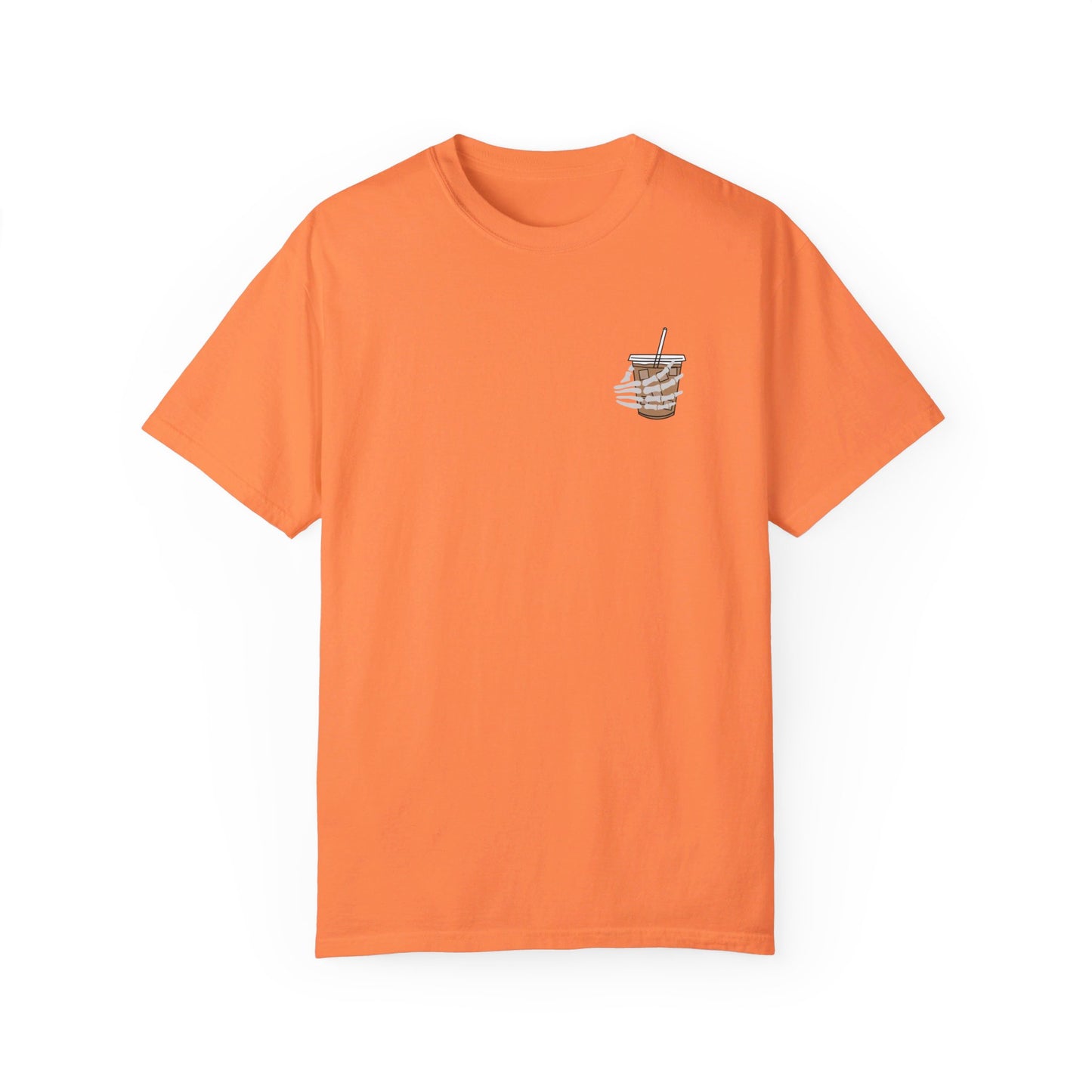 Coffee and Chaos - Unisex Garment-Dyed Faux Pocket T-Shirt